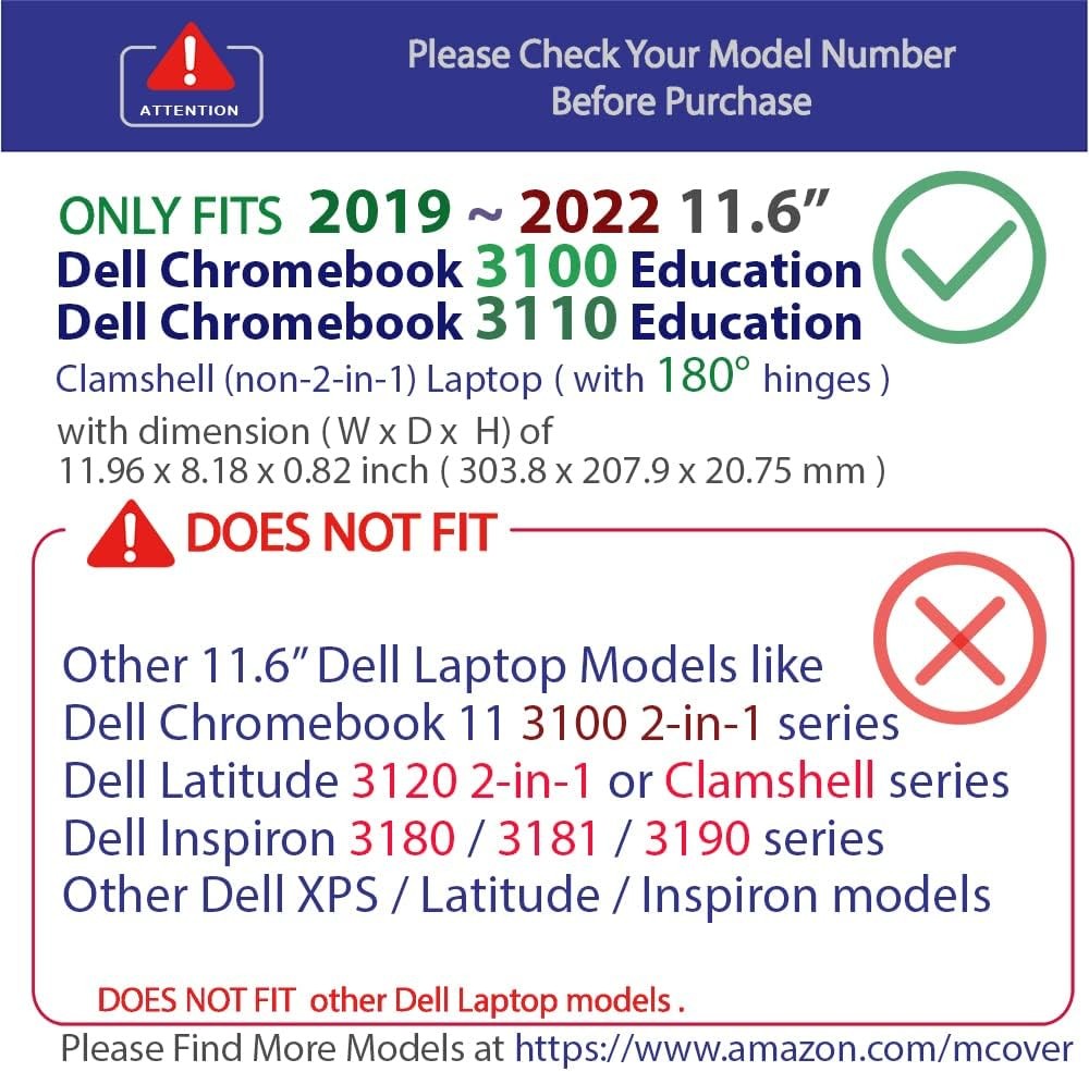 Case for 2019~2022 11.6″ Dell Chromebook 3100/3110 Education Clamshell Laptop –