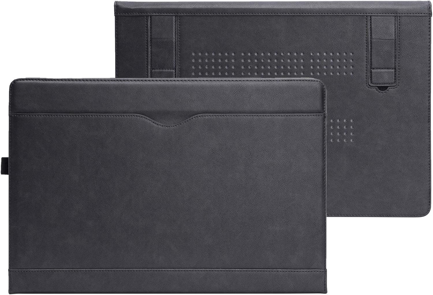 MacBook Pro Leather Case 16 inch 2019 2020 A2141 with Touch ID Laptop Sleeve Bla