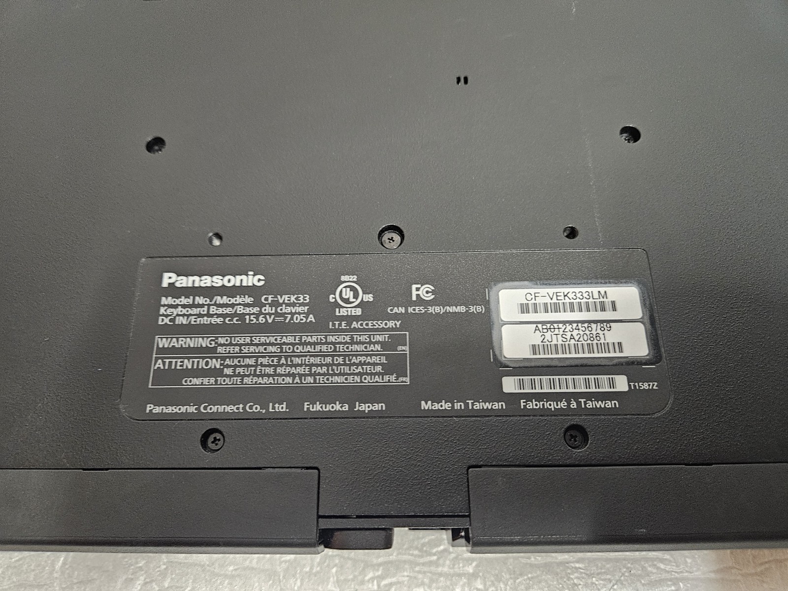 Panasonic Toughbook CF33 Intel I5 7600U 16GB RAM, Win11 Pro, No Hdd 0% Batt Life