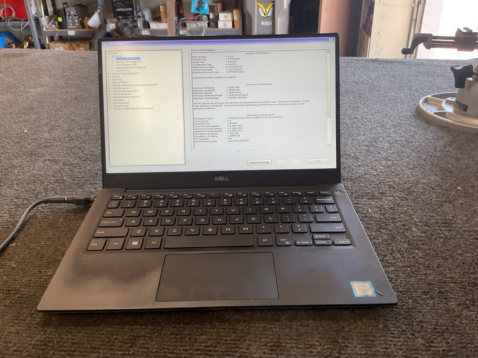 Dell XPS 13 9350 i7-6600U 8GB Ram Excellent Battery Health Laptop NO hard drive