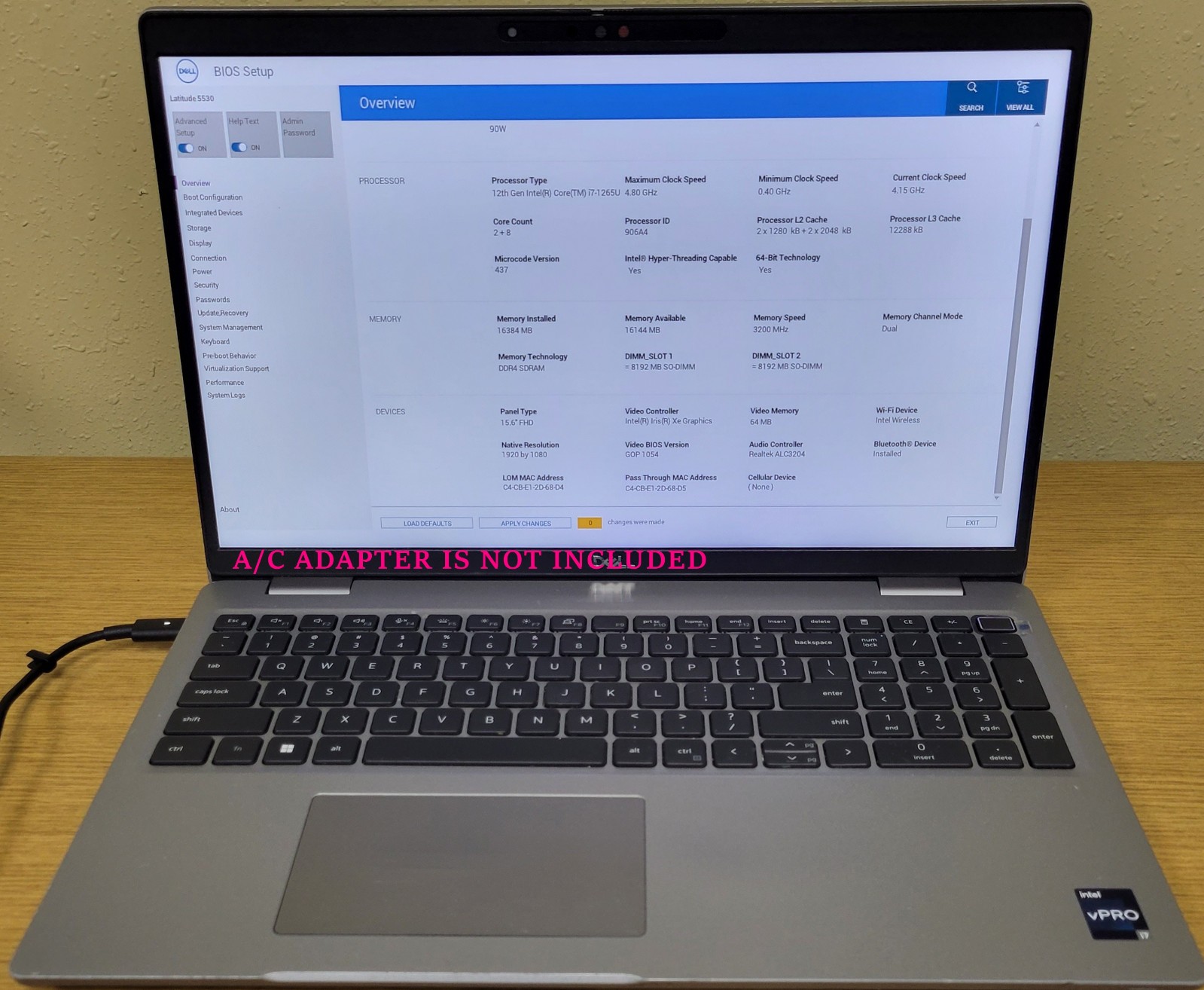 Dell Latitude 5530 i7-1265H 16GB 256GB NVMe Touch screen No OS/BATT**GRADE B**