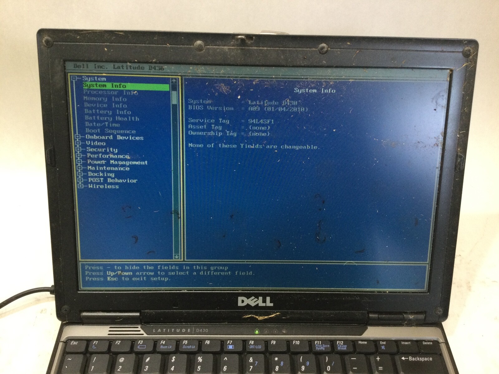 DELL LATITUDE D430 – INTEL CORE 2 DUO – 1GB RAM – BOOTS TO BIOS – READ DESC – BB