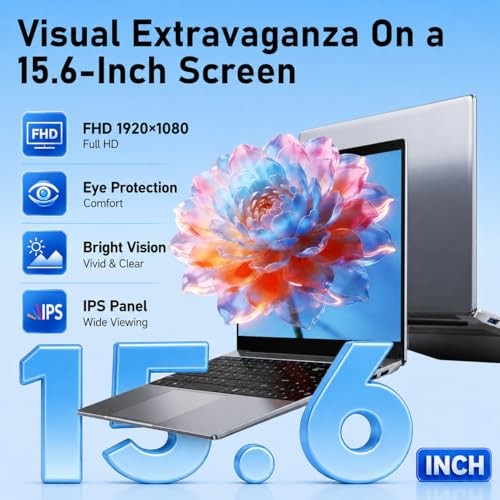 2026 Laptops Computer,15.6″ Windows 11 Pro Laptop 15.6 Inches Silver 256 GB