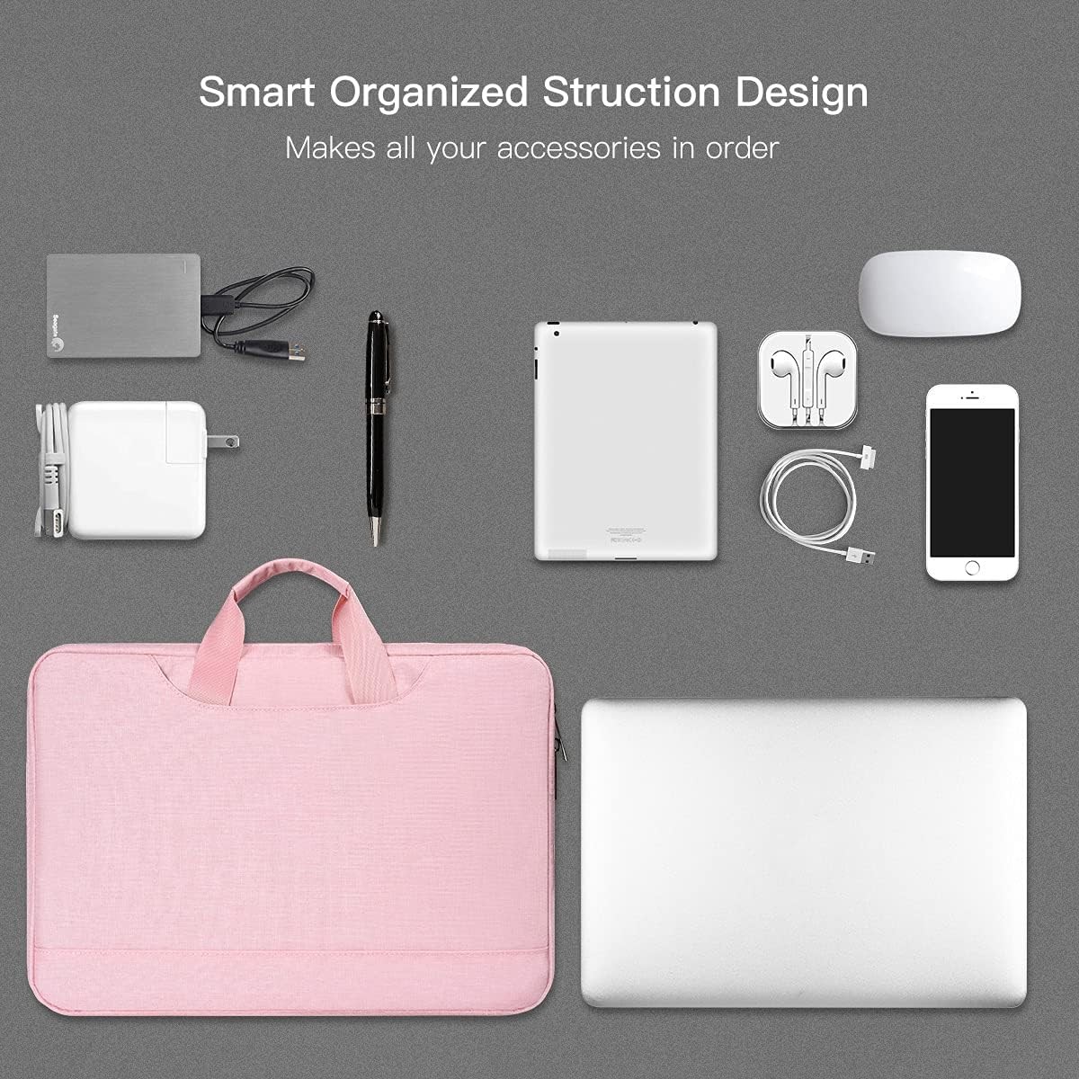 Pink Laptop Sleeve Bag for 11.6-12.9 Inch Macbook Neo 13 A18 Pro, iPad Pro