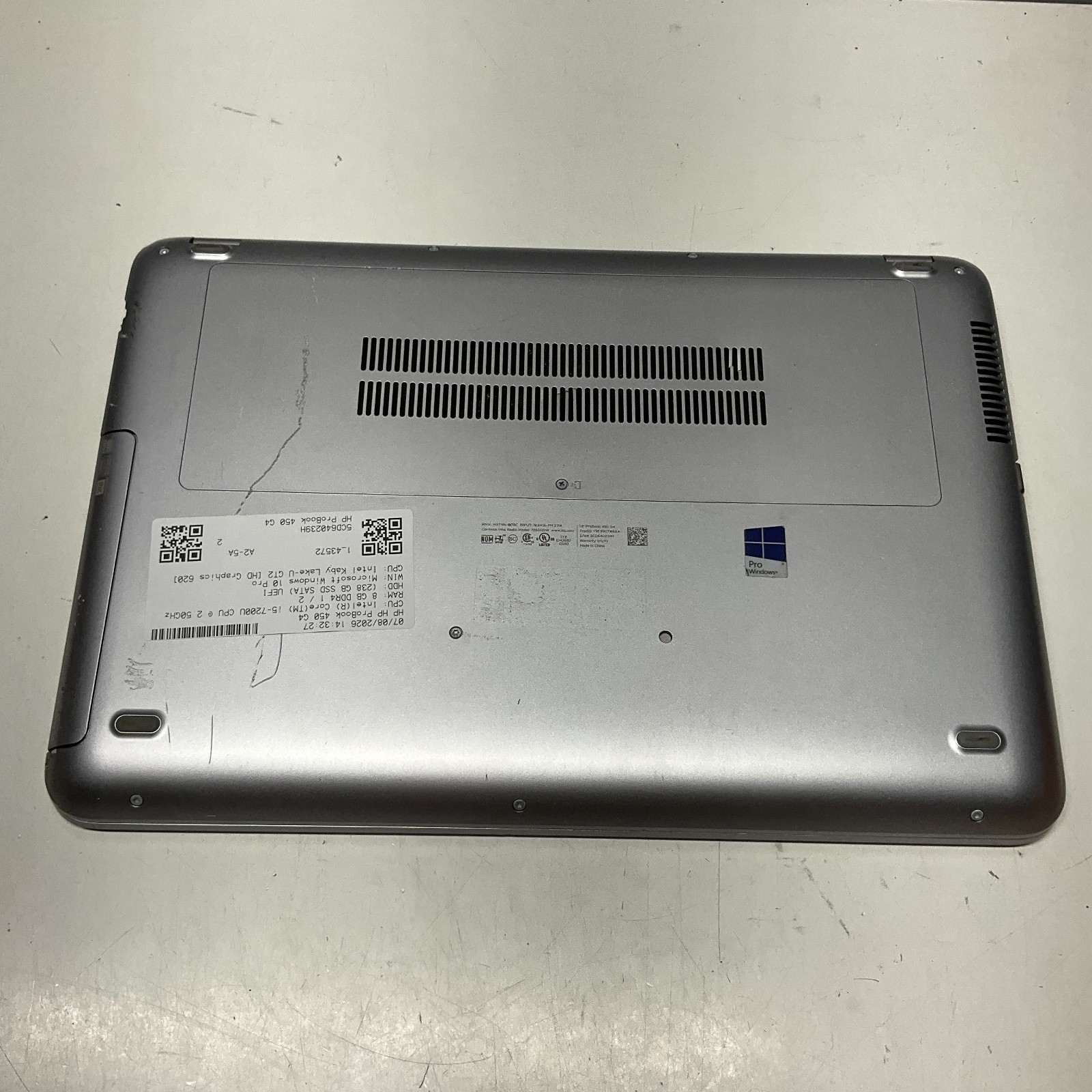 HP ProBook 450 G4 15.6″ i5-7200U 2.50 GHz 8GB 256GB SSD Windows 10 Pro Laptop
