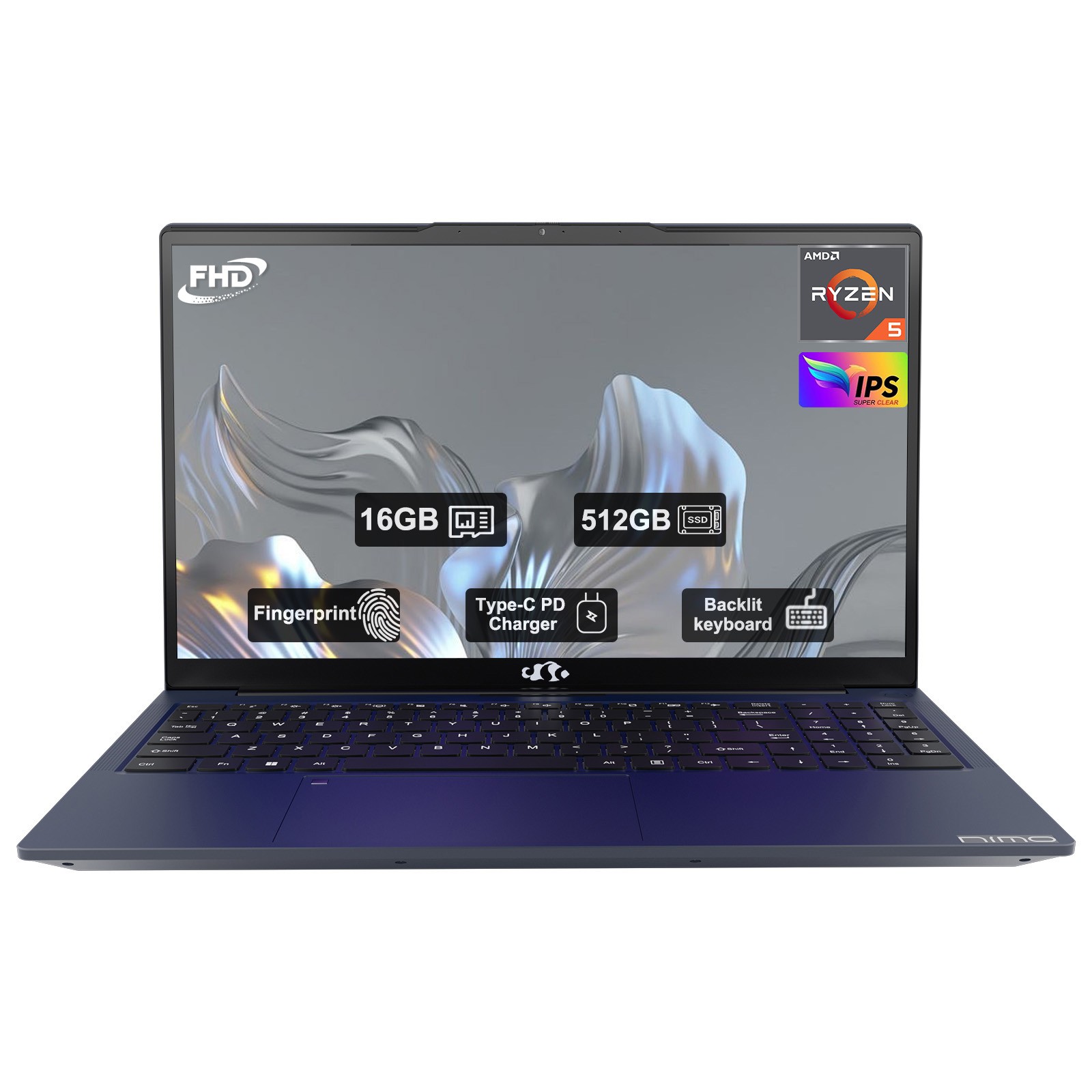 NIMO 15.6″ FHD Laptop AMD Ryzen 5 3500U 16GB RAM 512GB SSD Win 11 Wi-Fi 5 BT5.2