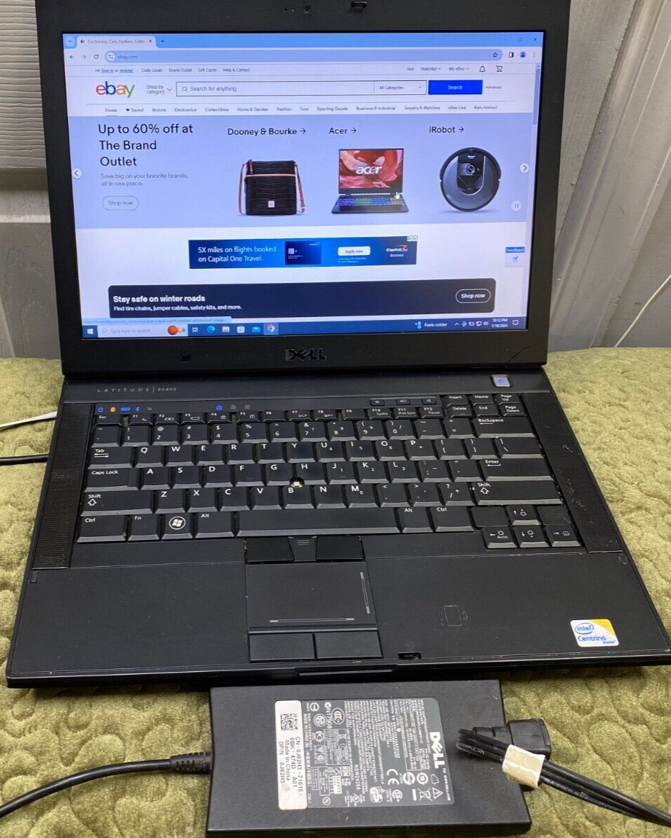 DELL LATITUDE E6400 LAPTOP WINDOWS 10 WITH DELL POWER SUPPLY PA-1900-28D