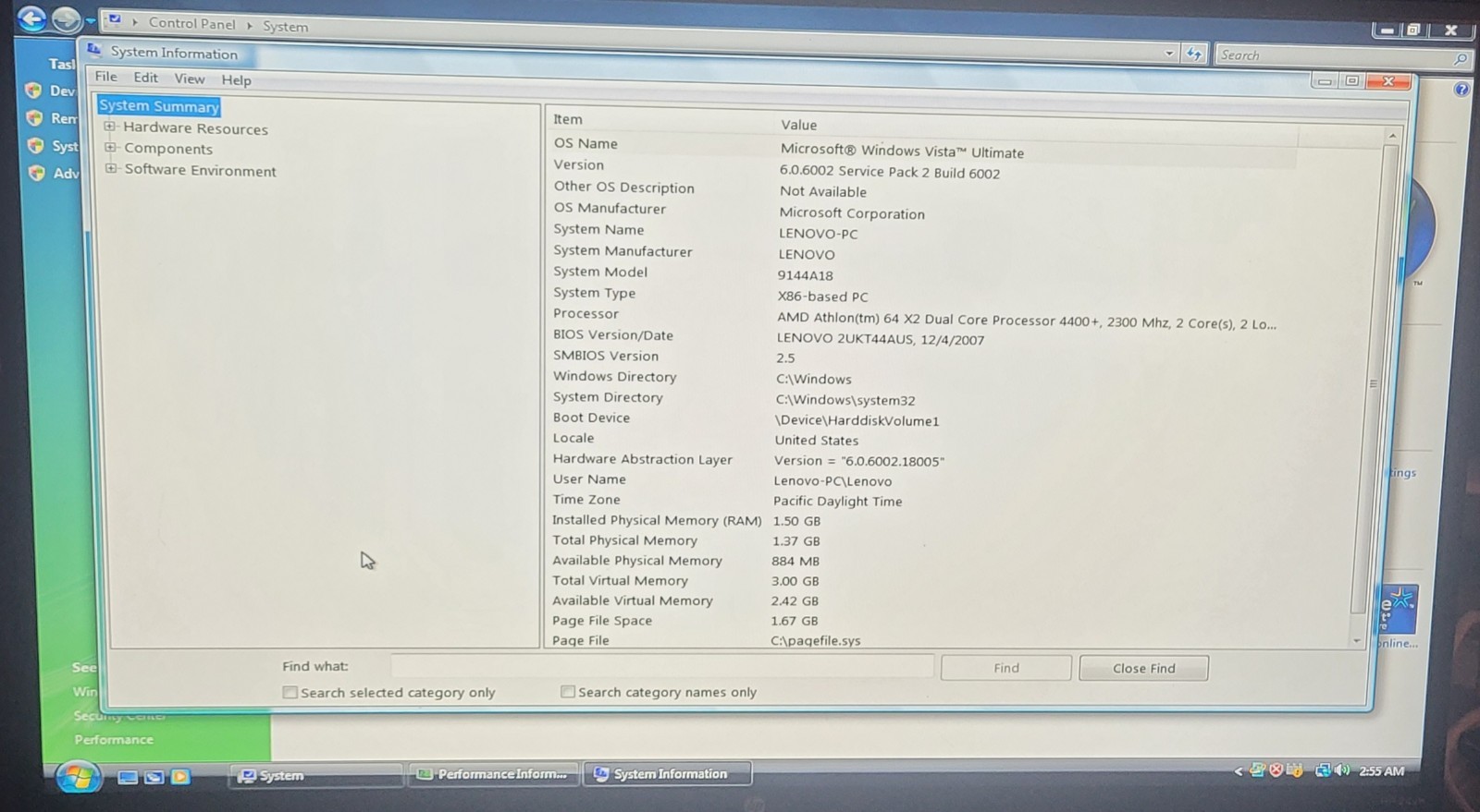 Ibm Lenovo Thinkcentre A60 9144A18 Desktop AMD Athlon X2 1,50gb RAM Win Vista