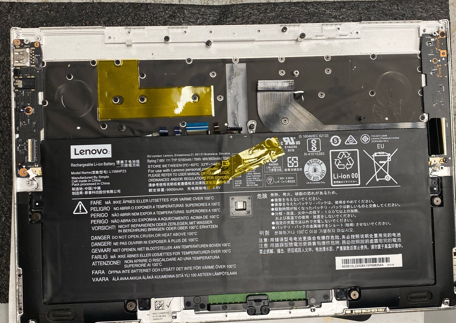 Lenovo Yoga 910-13IKB 80VF Keyboard Assembly And Battery