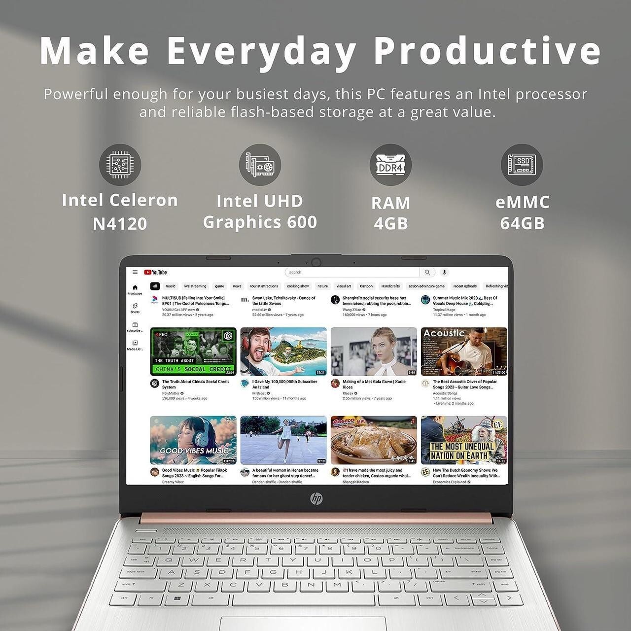 HP Stream 14″ screen (64 GB Drive, Intel Celeron N4000, 4 GB ram
