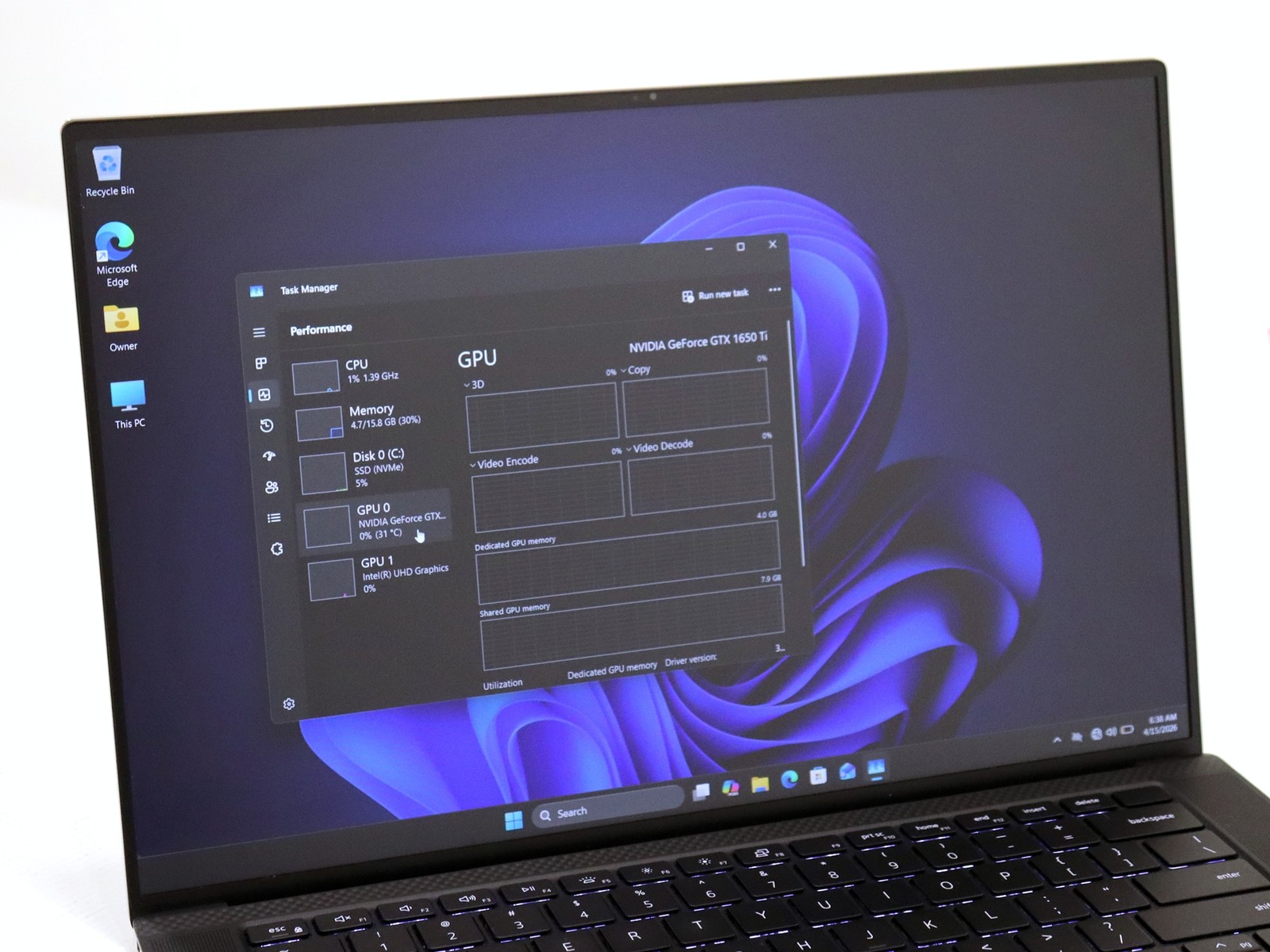 Dell XPS 15 9500 15.6″ Intel i7-10750H 16GB 256GB NVMe W11P GeForce GTX 1650 Ti