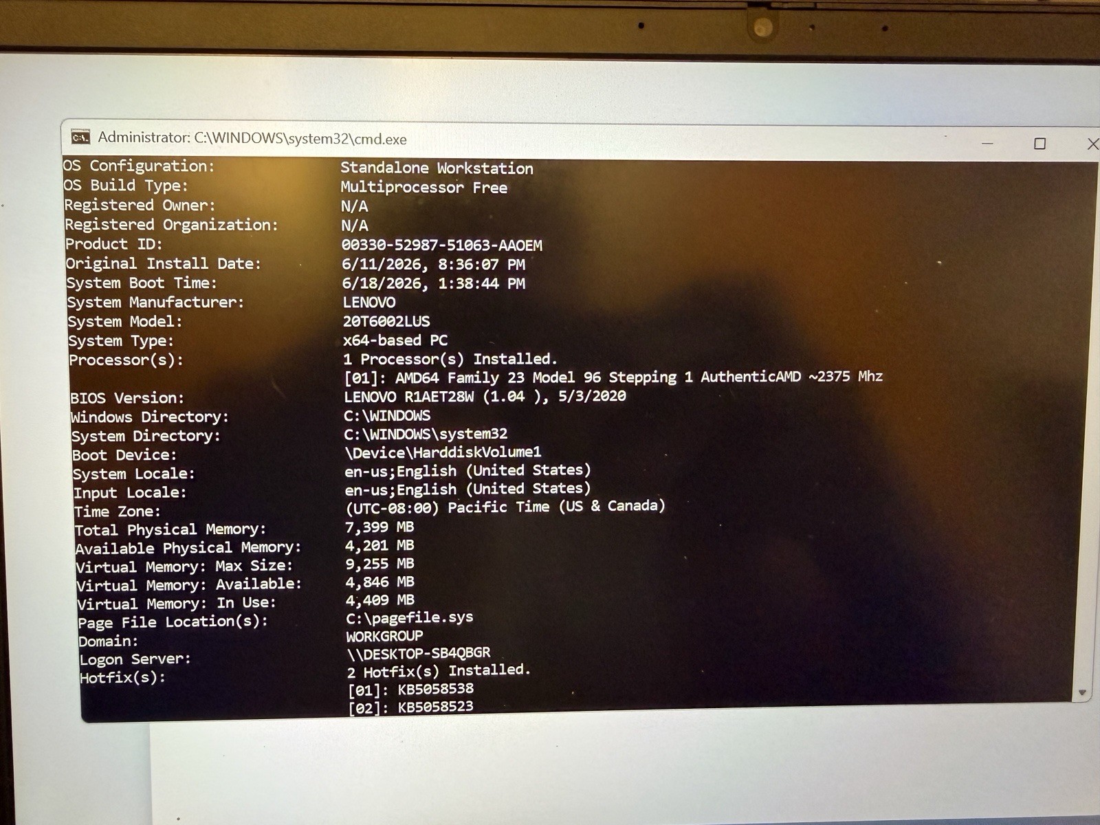 Lenovo ThinkPad E14 14″ AMD Ryzen 5 4500U 8GB RAM 256GB SSD Windows 11