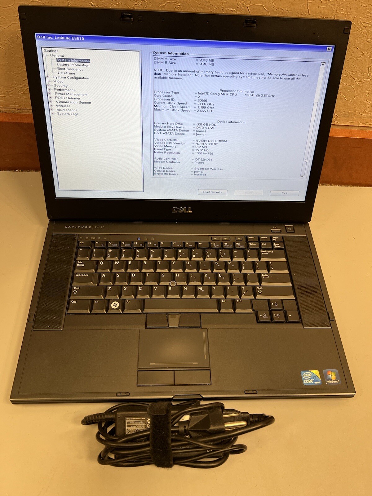 Dell Latitude E6510 15 6″ Core i7 M620 4GB RAM 500GB HDD Wifi NVIDIA BLUETOOTH