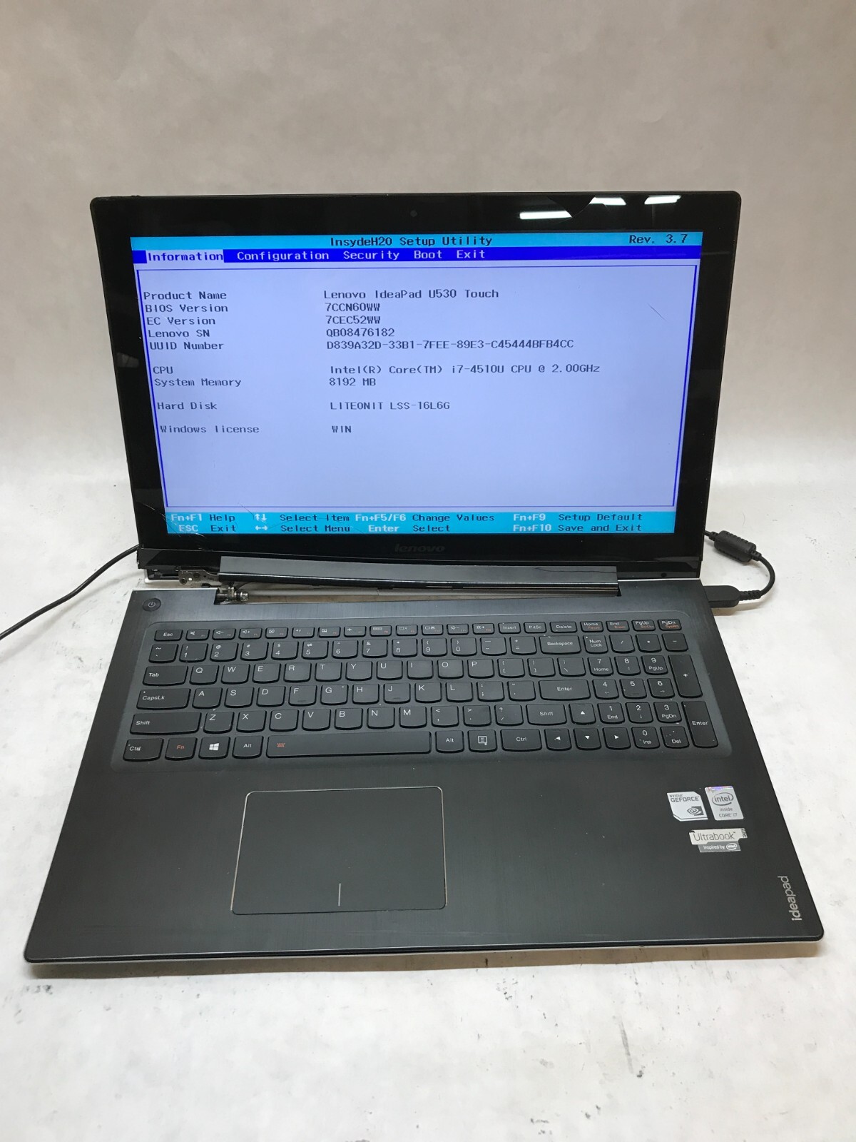 Lenovo IdeaPad U530 Touch 15″ Laptop Intel i7-4510U 2.0GHz 8GB RAM For Parts -DW