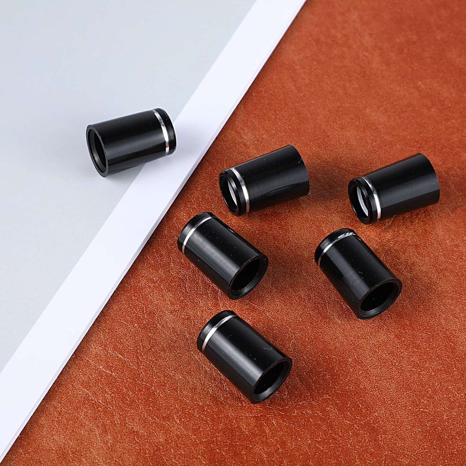 10 Pcs .370 Golf Iron Ferrules with Single Silver Ring Black Golf Ferrule for Ta