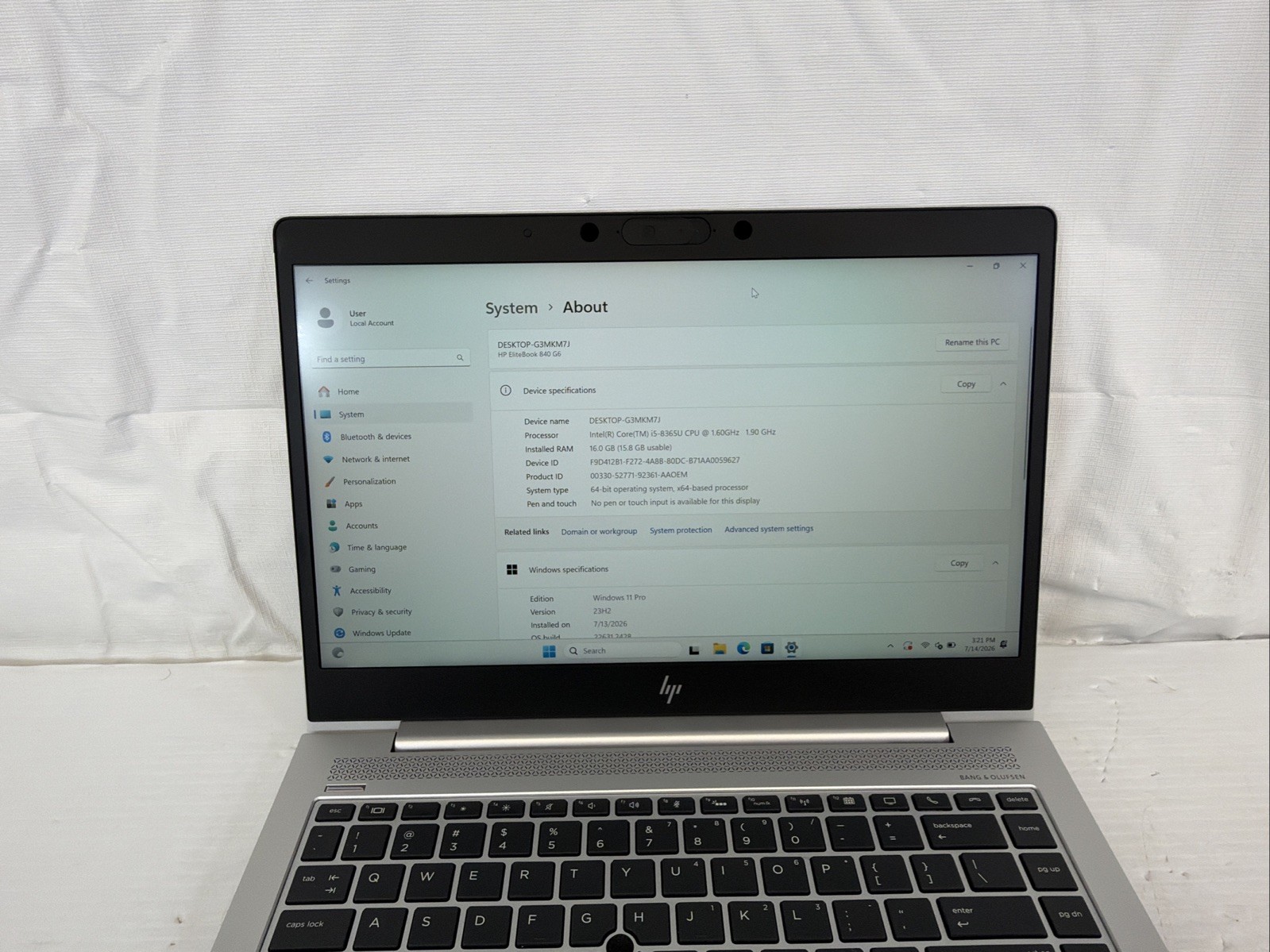 HP EliteBook 840 G6 14” Core i5-8365U 1.60GHz 16GB 512GB NVMe Win 11 Pro