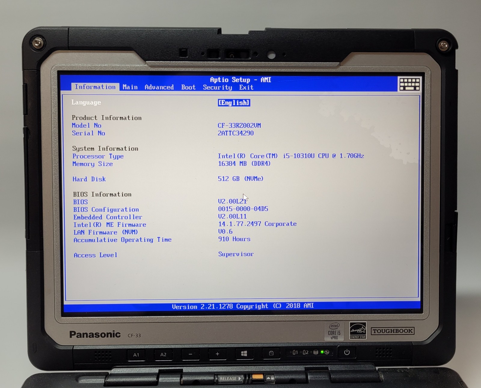 Panasonic Toughbook CF-33 MK2 (480GB SSD 16GB RAM Core i5-10310U)