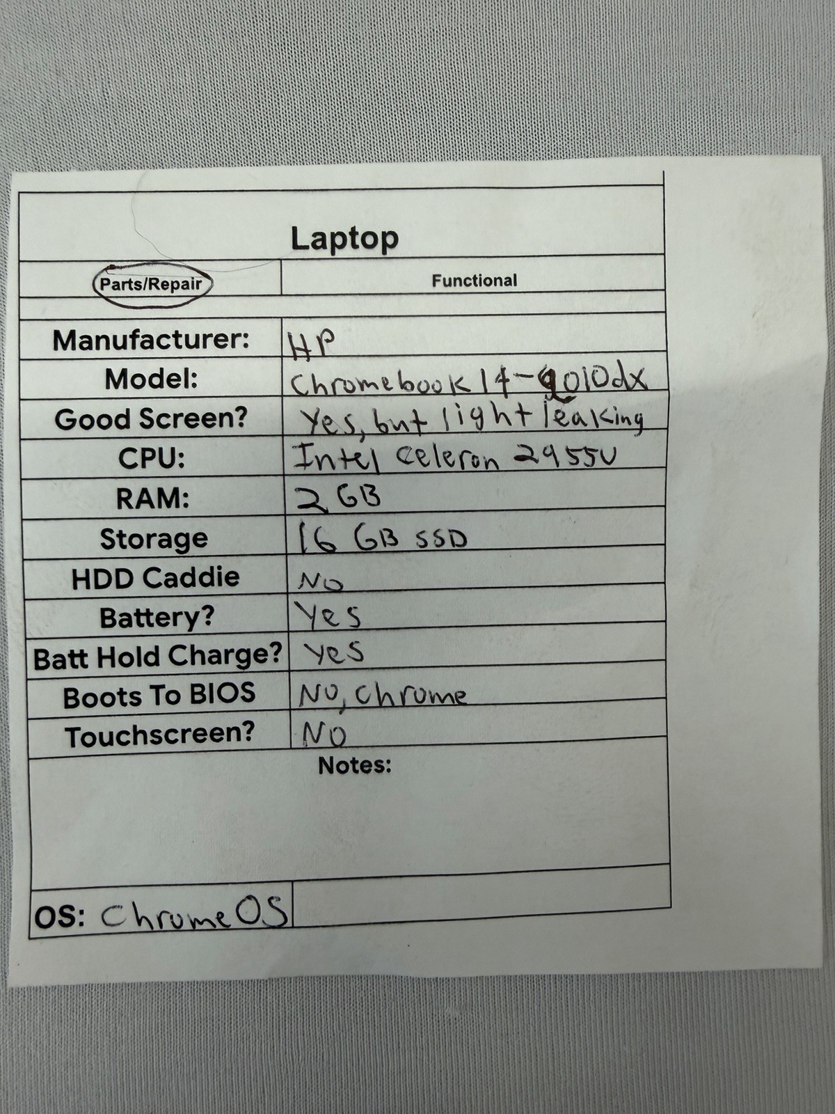 HP Chromebook 14-q010dx Laptop – Intel Celeron 2955U – Read Desc