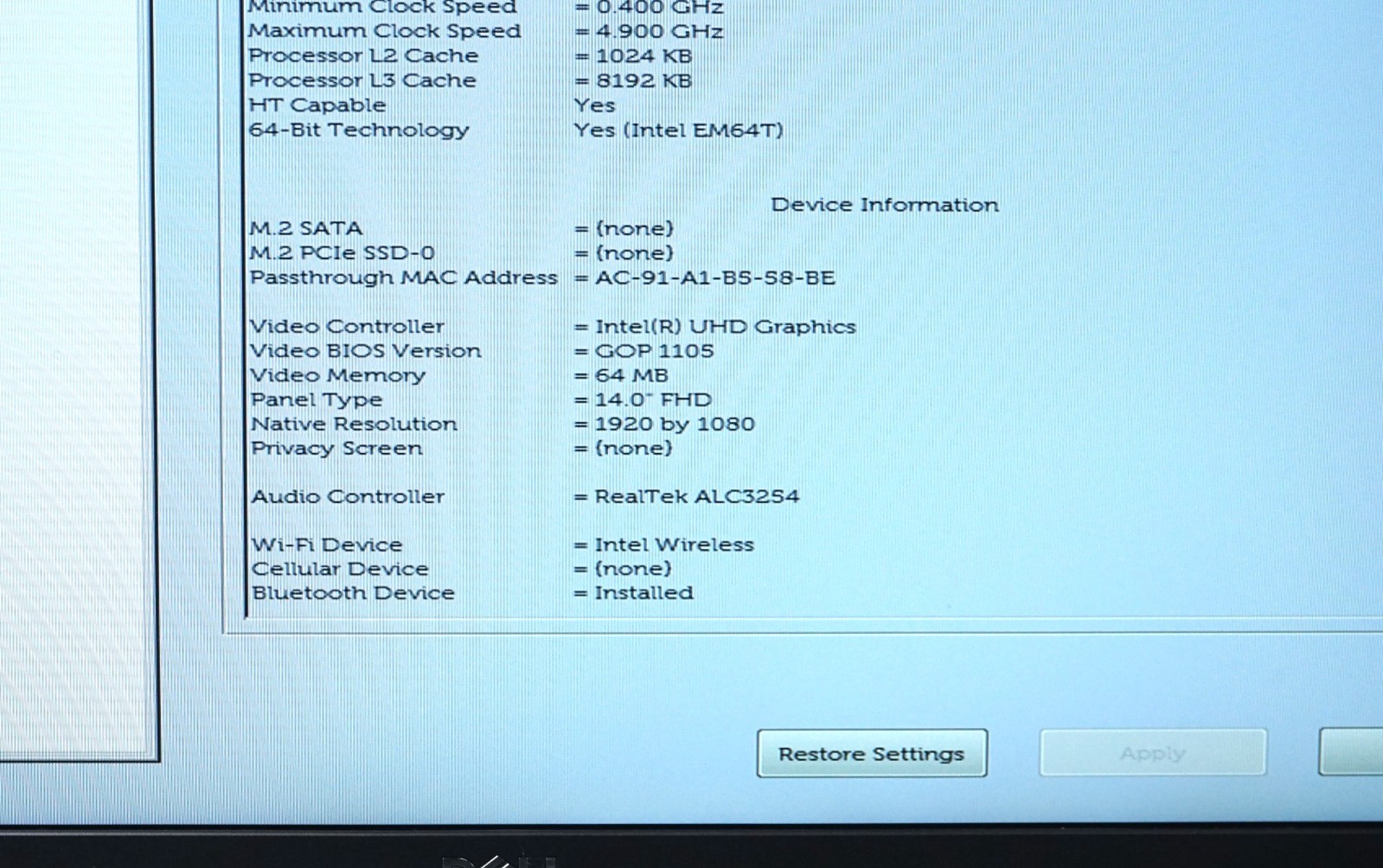 Dell Latitude 7410 Laptop Intel Core i7-10610U @1.80GHz 16GB RAM (No SSD)