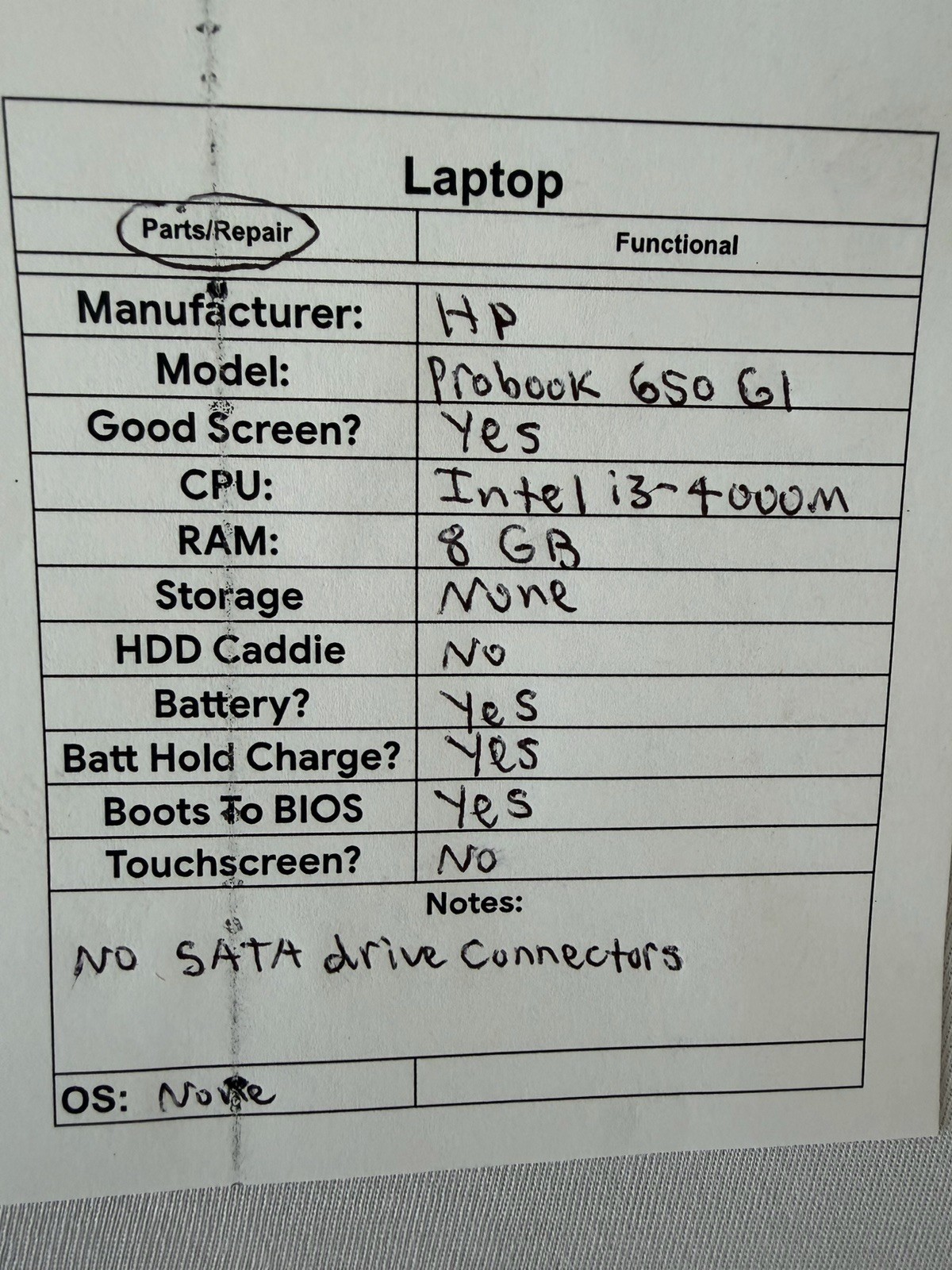 HP Probook 650 G1 Laptop – Good Screen – Intel i3-4000M – RAM 8 GB – Read Des