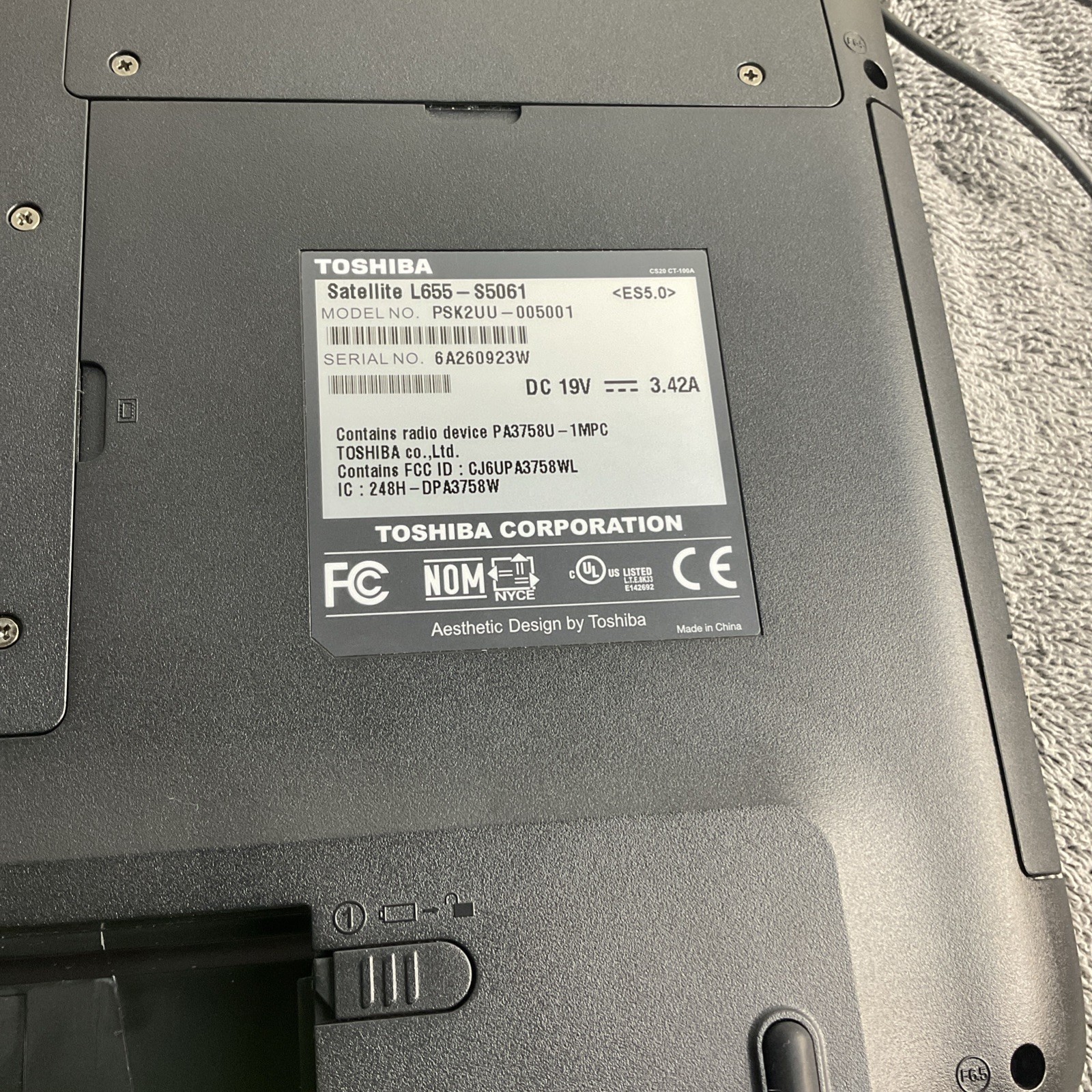 Toshiba Satellite L655-s5061 Working With Charger No Battery