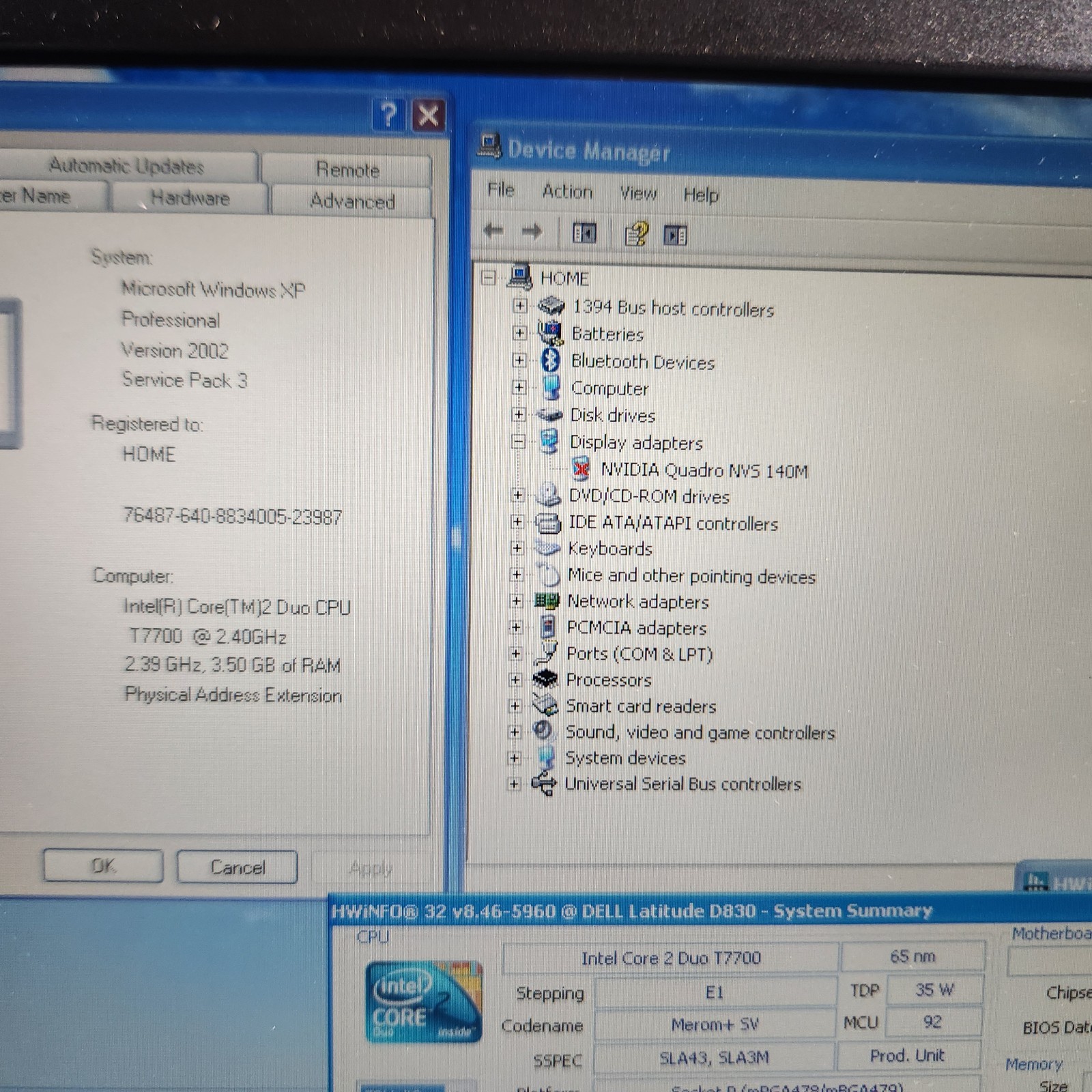 Retro Gaming Laptop Dell D830 Intel Core Duo 2.40GHz 4GB Ram 160GB HD Windows XP
