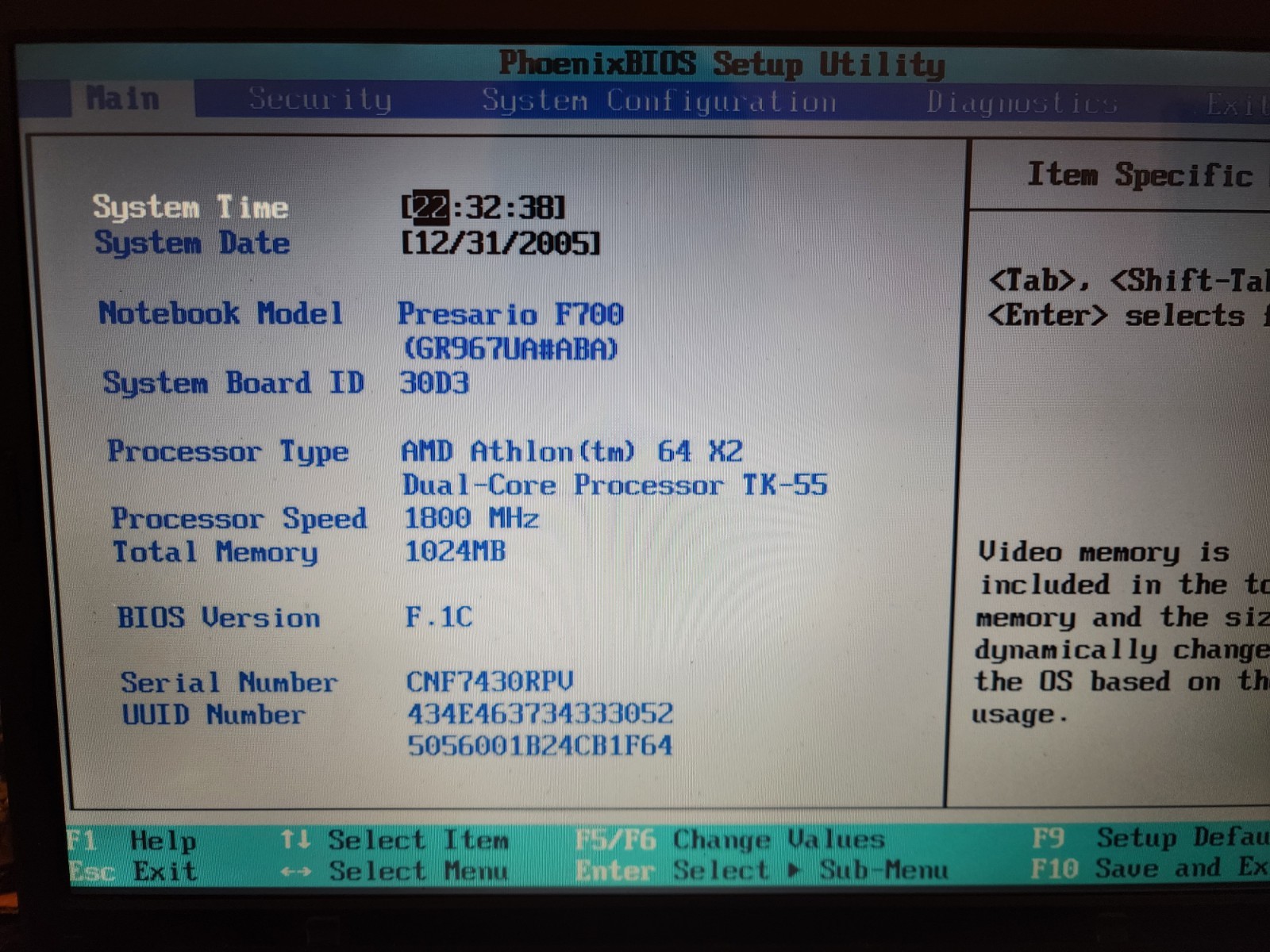 Compaq Presario F700 Laptop AMD Athlon 64 x2 2GHz 1GB 120gb HDD Nvidia GPU READ