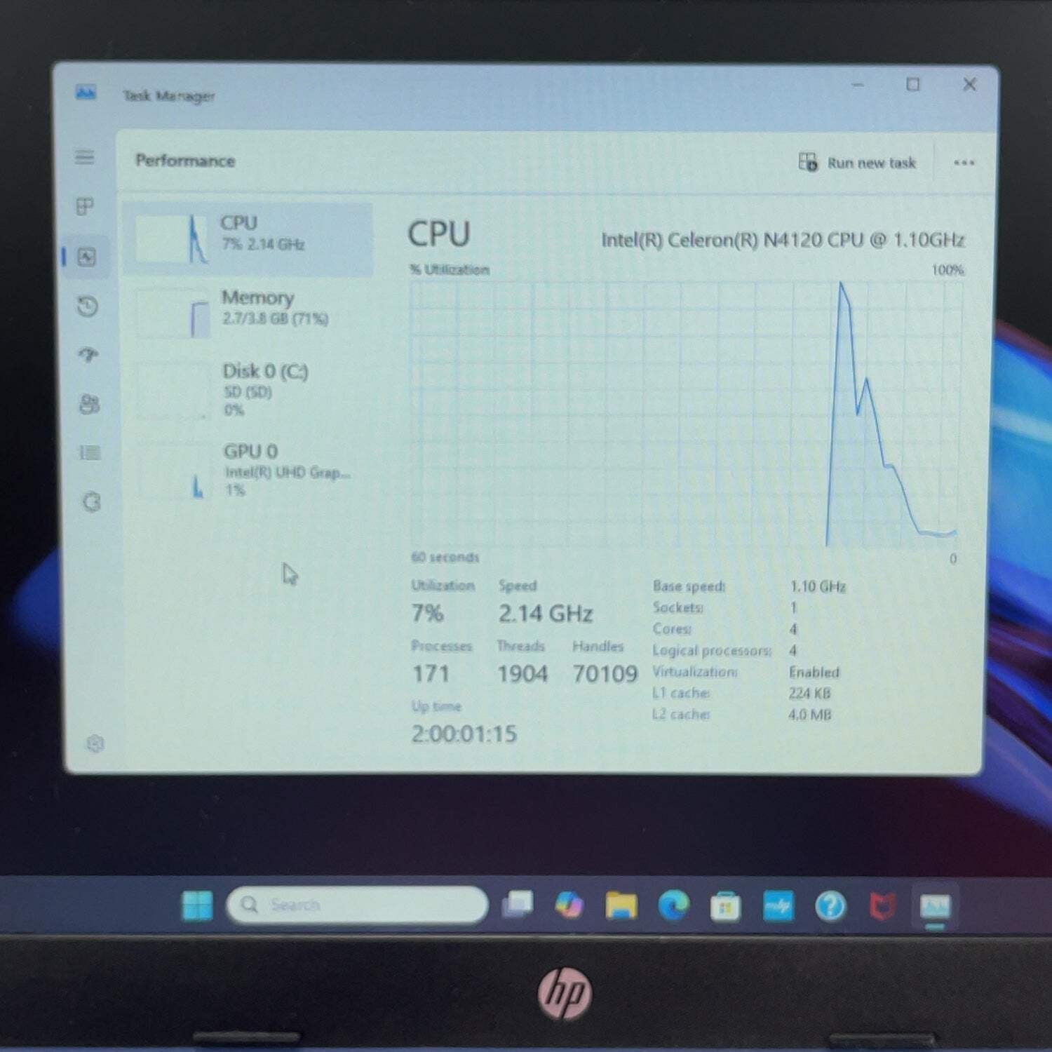 Broken HP Stream 14-CF2111WM 14″ N4120 1.1GHz 4GB RAM 64GB SSD Frame Chipped