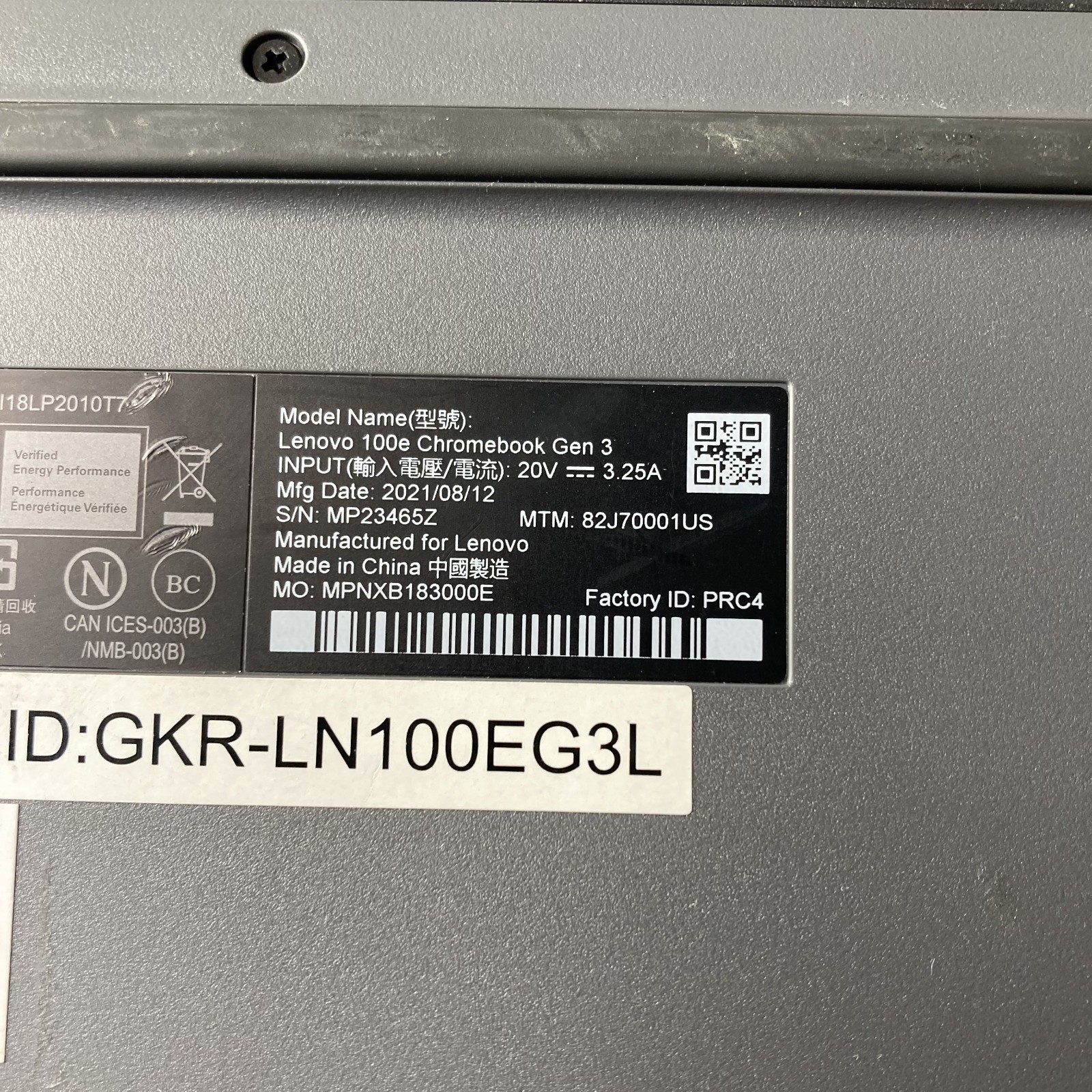 Lenovo 100e Chromebook Gen 3-AMD 3015ce-4GB Ram 32GB SSD Chrome OS