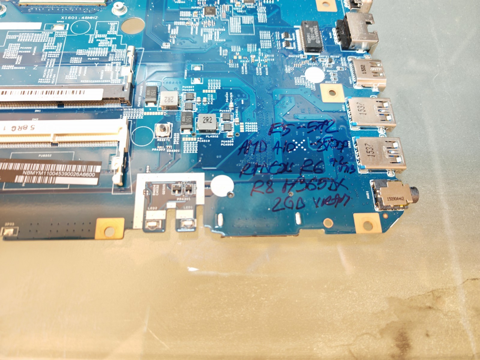ACER E5-752 E5-722 MOTHERBOARD AMD A10-8700P R8 M365DX 2GB 448.04Y02.0031 #