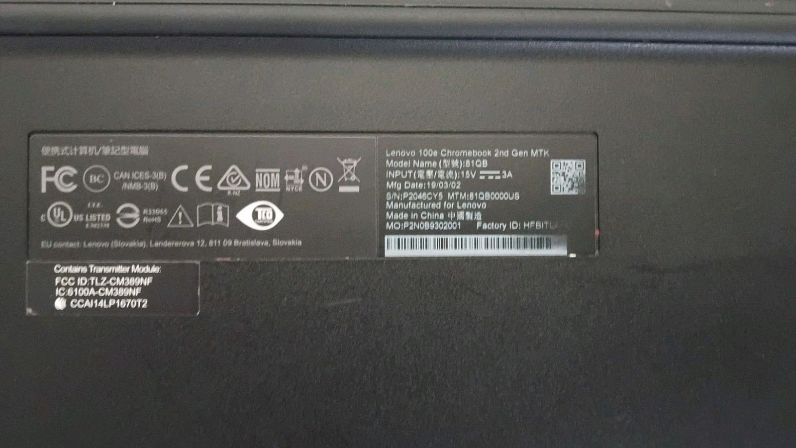 Lenovo Chromebook 100e 2nd Gen 11.6″ 4gb 32GB SSD 2.1Ghz Quad Mediatek 81QB
