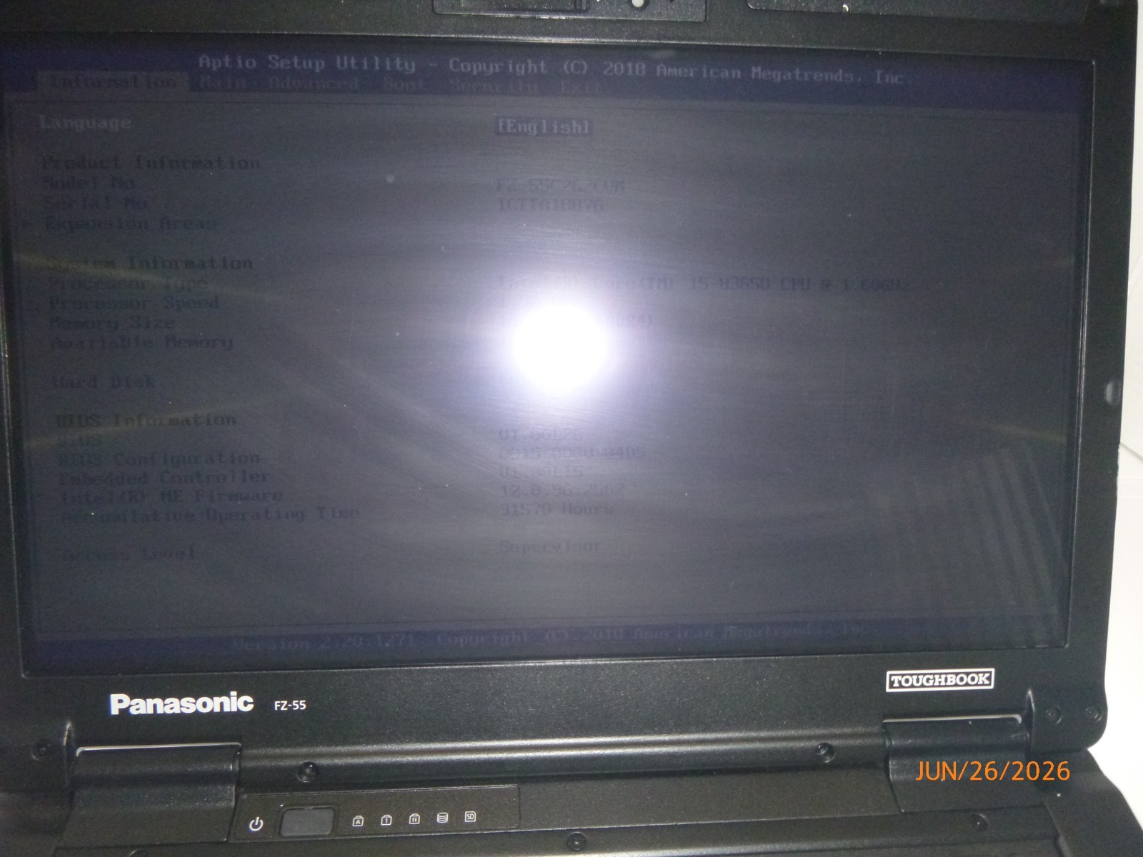Panasonic FZ 55 Toughbook i5-8365U 1.6GHz 16GB – Touch – Webcam