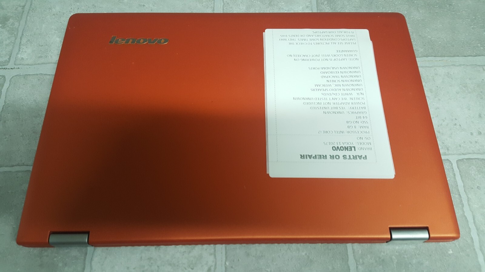 PARTS/REPAIR Lenovo IdeaPad Uoga 13 20175 Orange Intel Core i7 NO OS