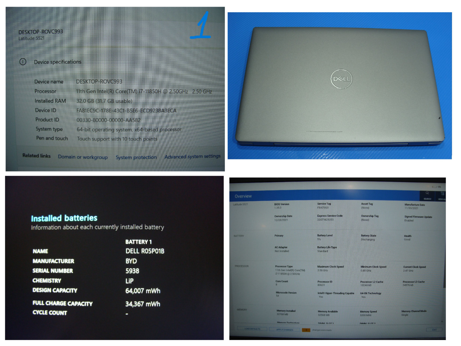 Dell Latitude 5521 15.6″ FHD TOUCH i7-11850H 2.5GHz 32GB 2TB SSD W11P +PA 130W