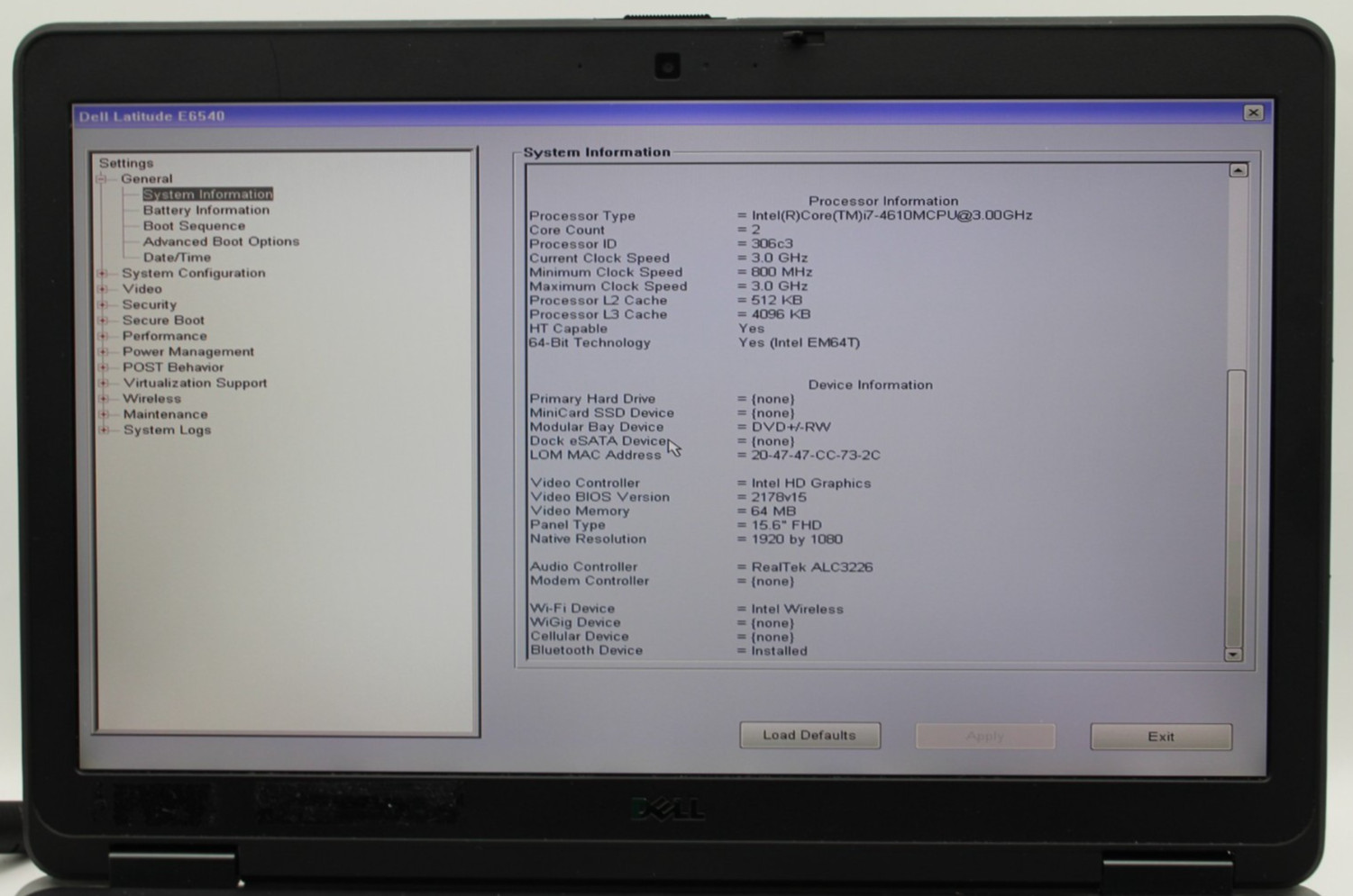 Dell Latitude E654 i7-4610M@3.0GHz 8GB DDR3 NO STORAGE/OS/BAT *USED/TESTED* READ