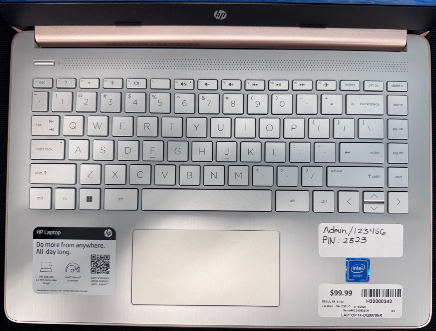 HP Laptop 14-DQ0070NR 14″ Celeron N4120 1.1GHz 4GB RAM 64GB SSD (H30000342)