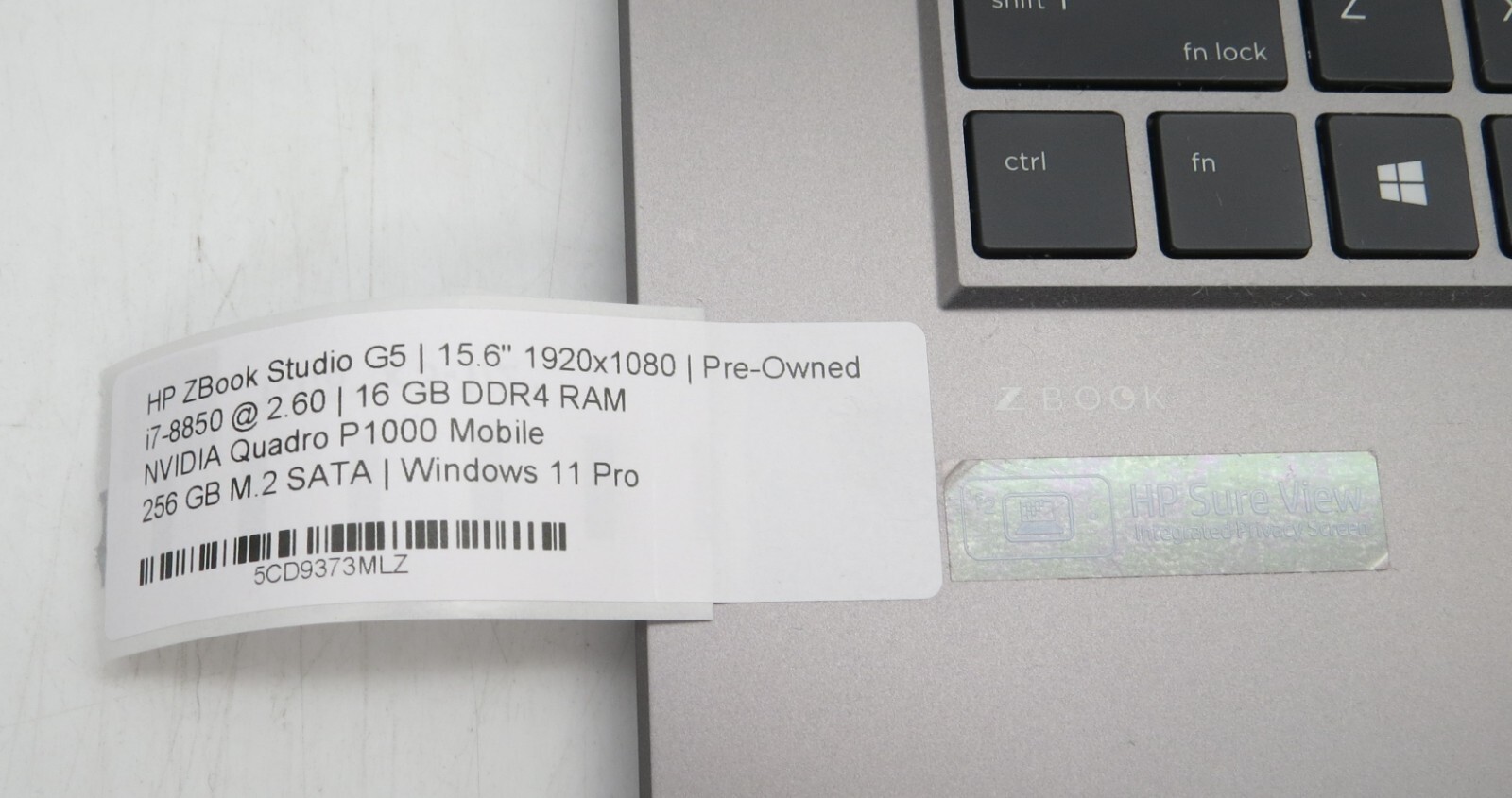 HP ZBook Studio G5 i7-8850H 16GB RAM 256GB SATA Win 11 Pro