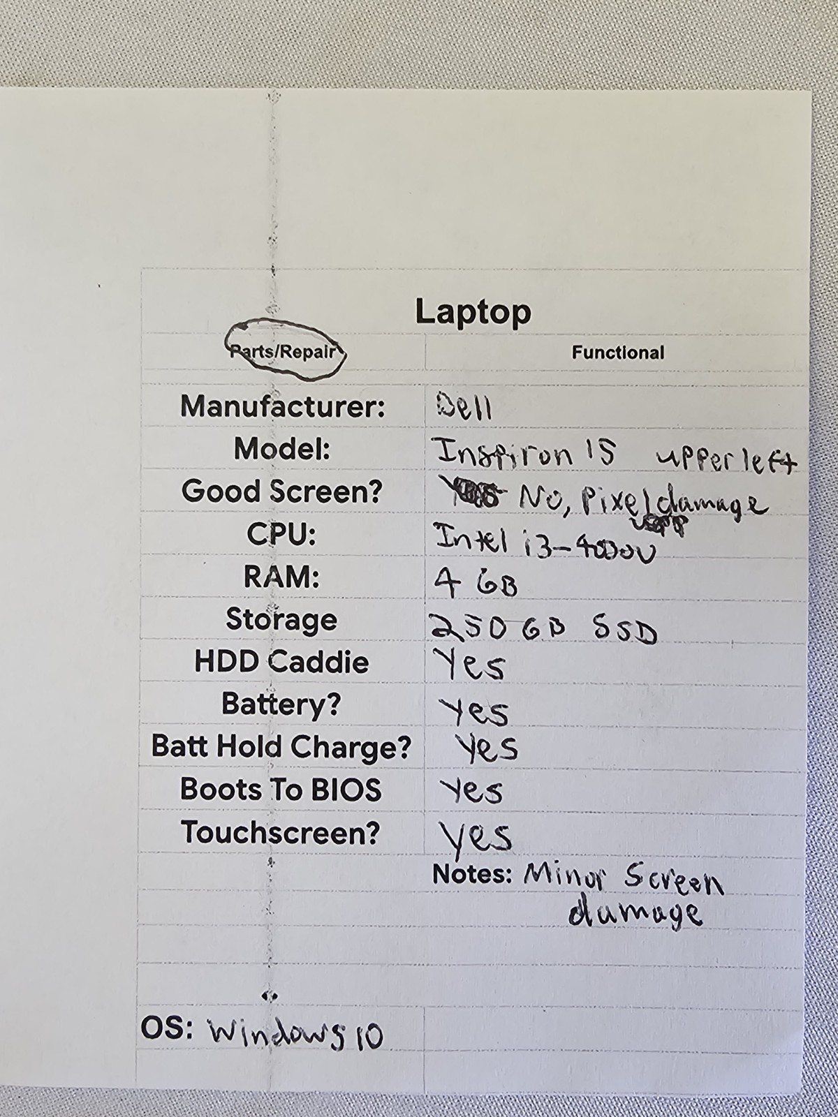 Dell Inspiron 15 Laptop – i3-4030u – 4GB RAM – 250GB SSD – WIN 10 – Read Desc.