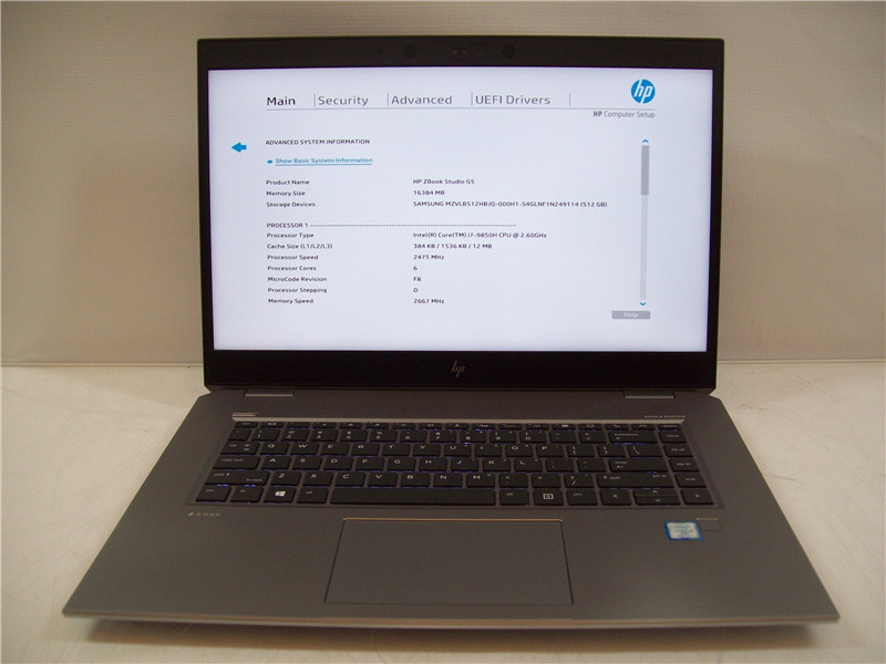 HP ZBook Studio G5 Laptop i7-9850H 2.6GHz 16GB 512GB SSD Win10 COA Grade C