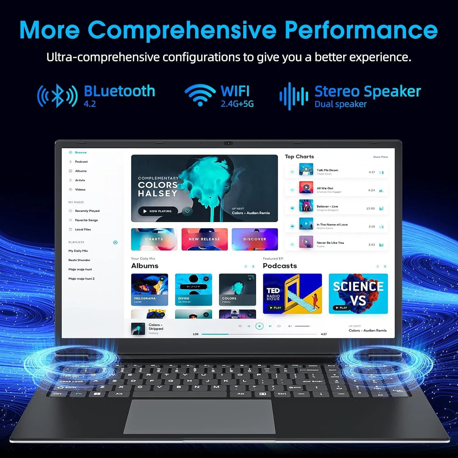 SGIN 17.3 ” Laptops with 8GB RAM 256GB SSD Computer 2.6 GHz Mini HDMI Webcam