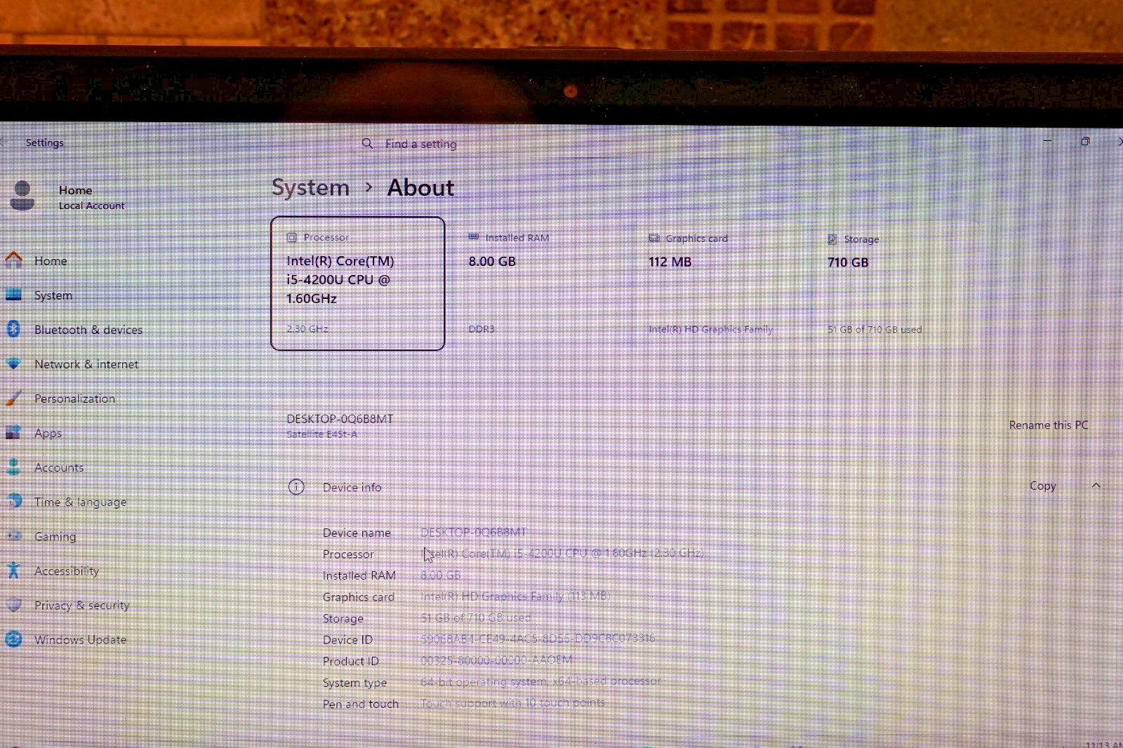 Active 25H2 WIN11 Home Touchscreen Toshiba E45t @2.30GHz,8GB RAM,750GB HDD