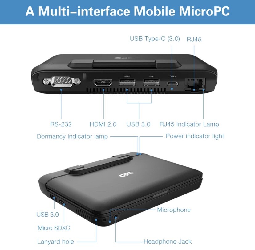 GPD Micro PC 256GB Windows 10 Portable 8GB RAM 256GB SSD Pocket Laptop Computer