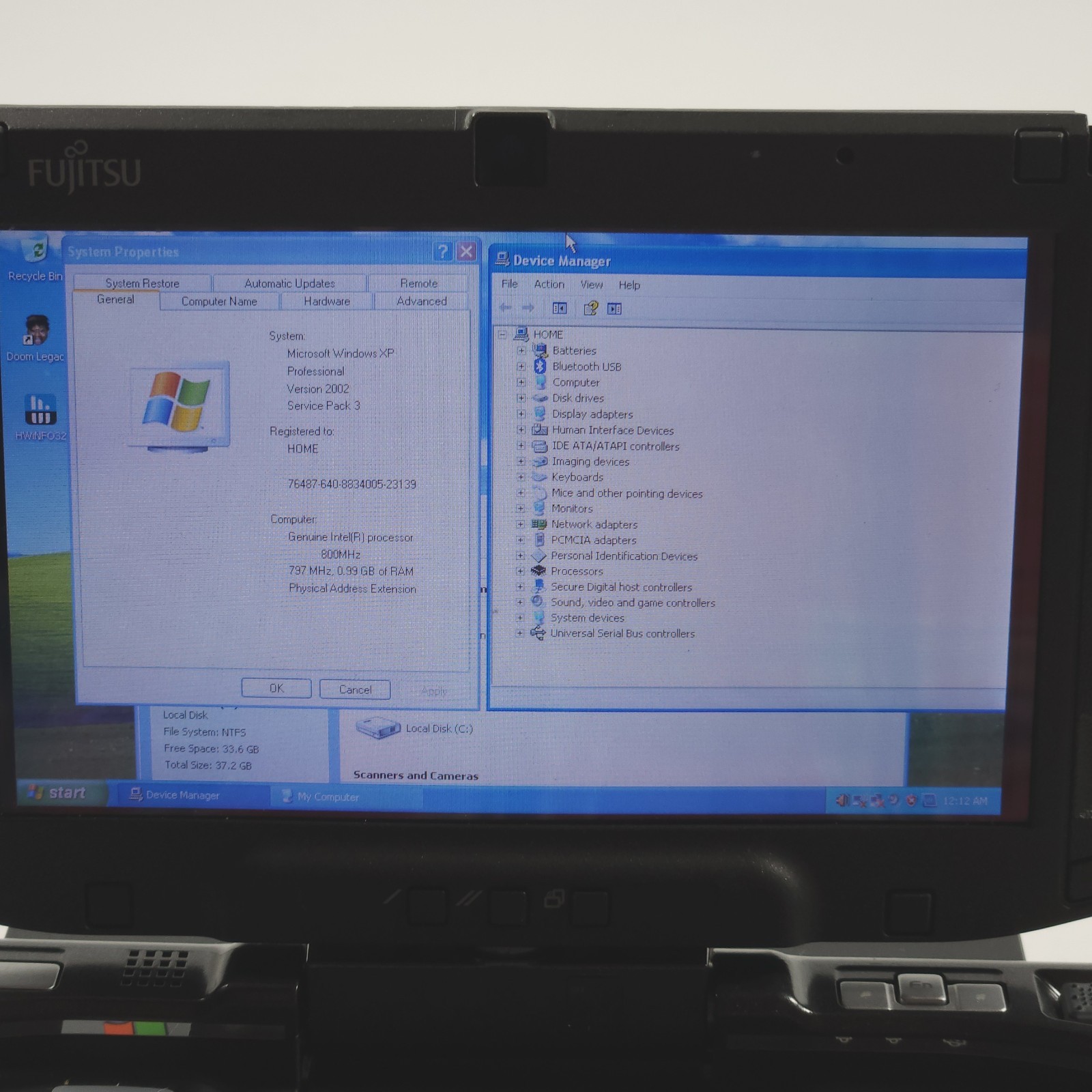 Retro Gaming Laptop Fujitsu U810 Intel 800 MHz 1 GB RAM 35 GB HD Windows XP Pro