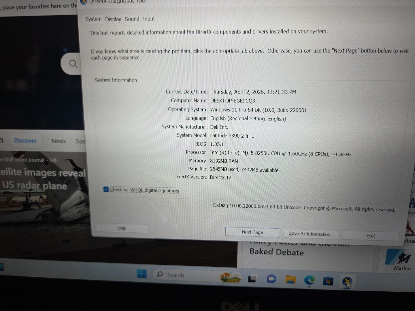 Dell Latitude 3390 2-in-1 i5-8250U 8GB RAM 256GB . Touchscreen