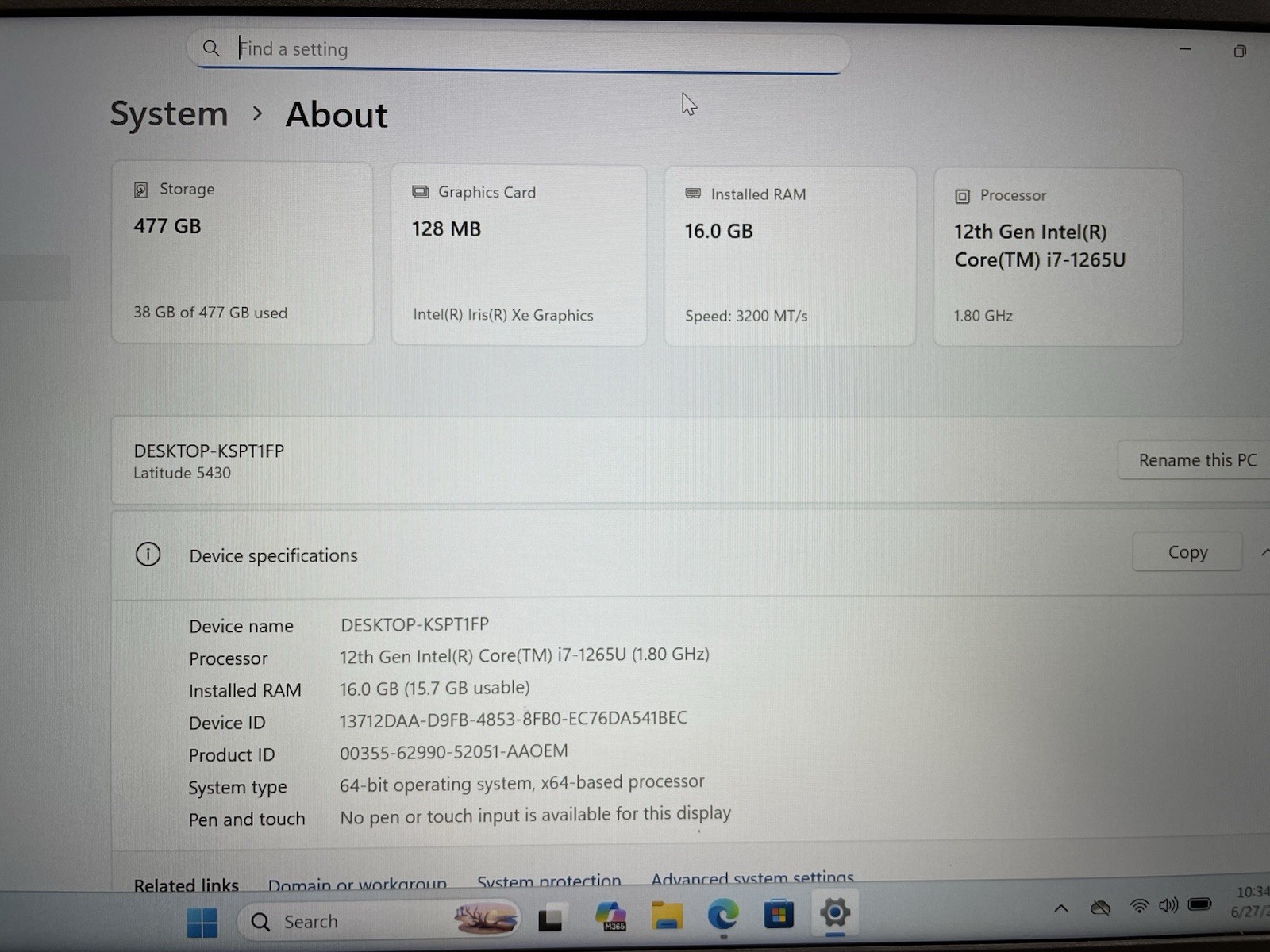Dell Latitude 5430 512gb Nvme Win 11 i7-1265u 10 Core 1.80ghz 16gb RAM HDMI 1