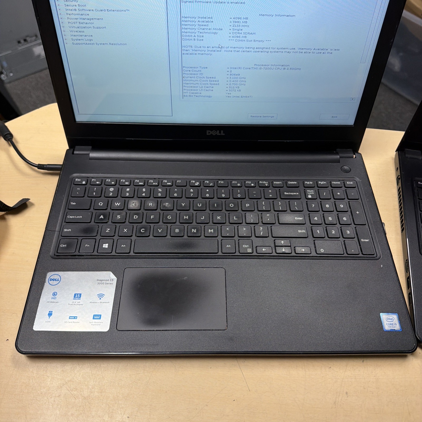 Lot of 2 DELL INSPIRON 15-3567 Laptop INTEL i5-7200U 4GB RAM NO SSD