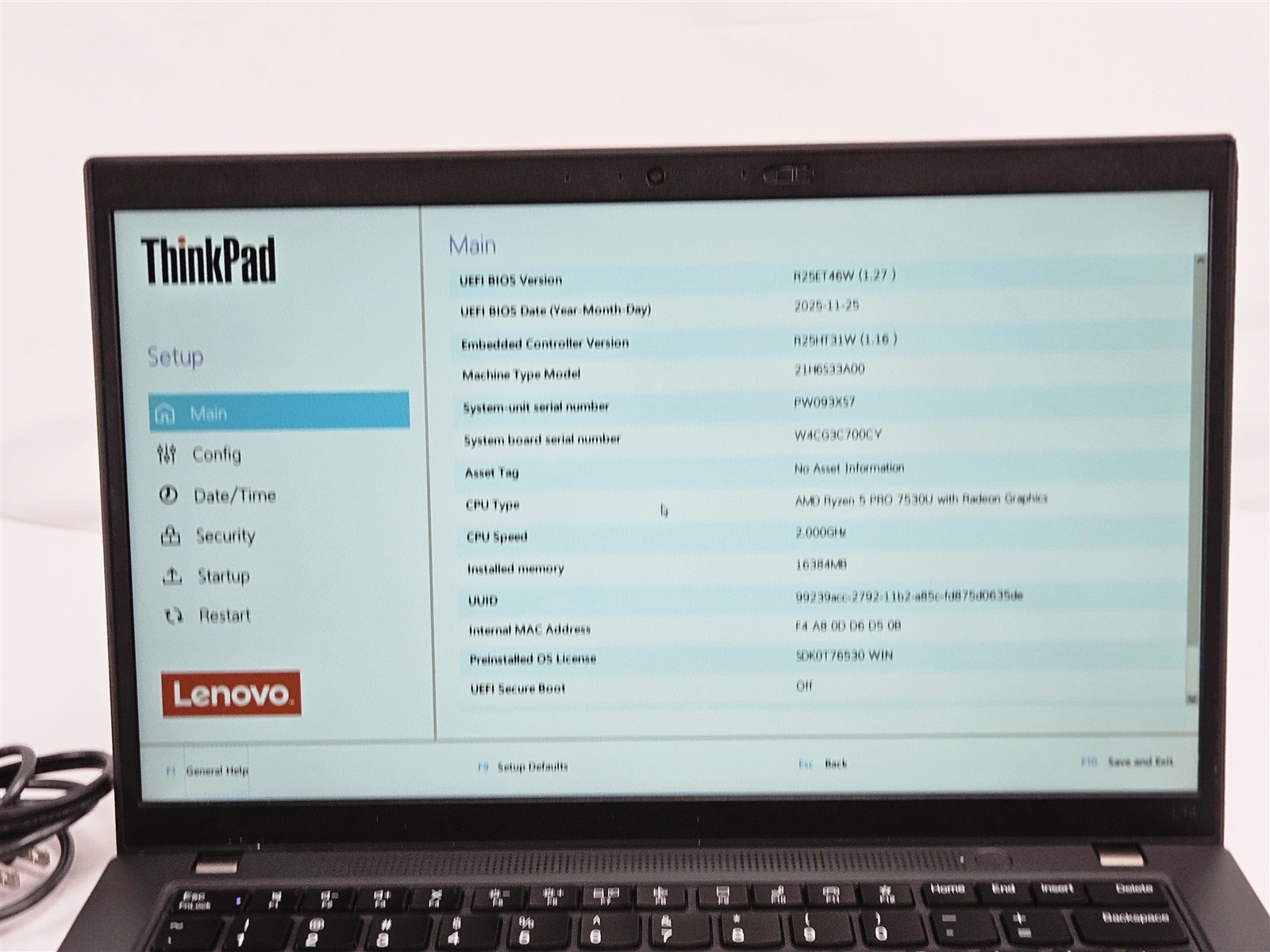 Lenovo 14″ ThinkPad L14 Gen 4 AMD Ryzen 5 PRO 7530U 16GB 256GB SSD AMD Radeon