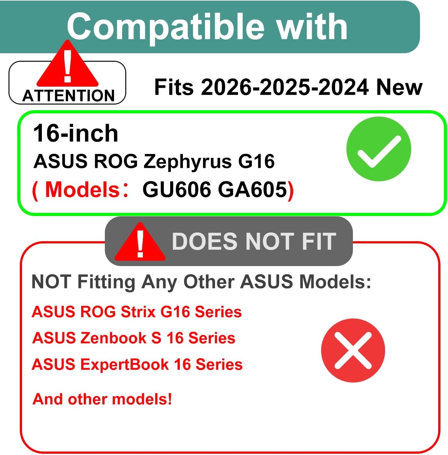 3 Pack Designed for New 2026-2025-2024 ASUS ROG Zephyrus G16 GU606 GA605 Laptop