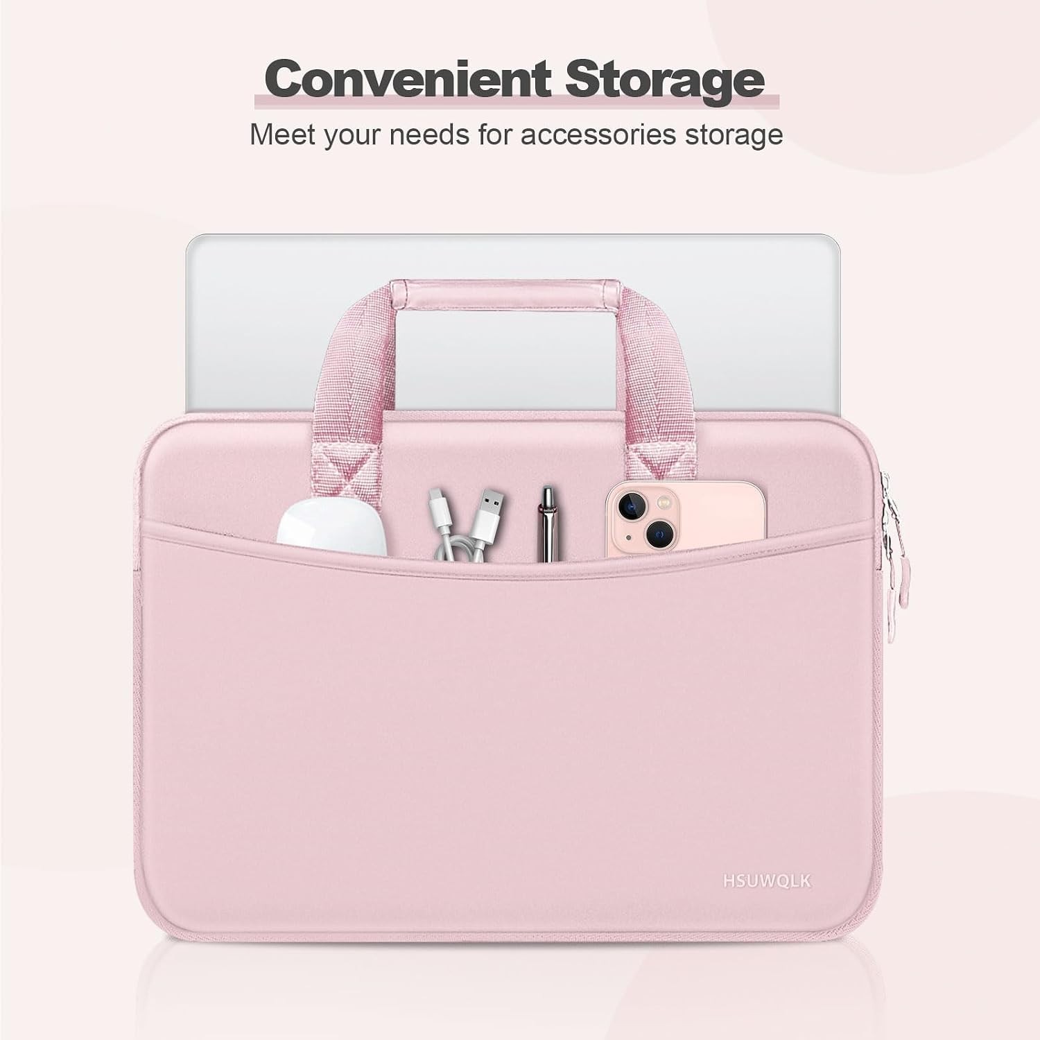 15-15.6 Inch Laptop Sleeve Bag, 16 Inch Case for MacBook Pro, Neoprene, Pink