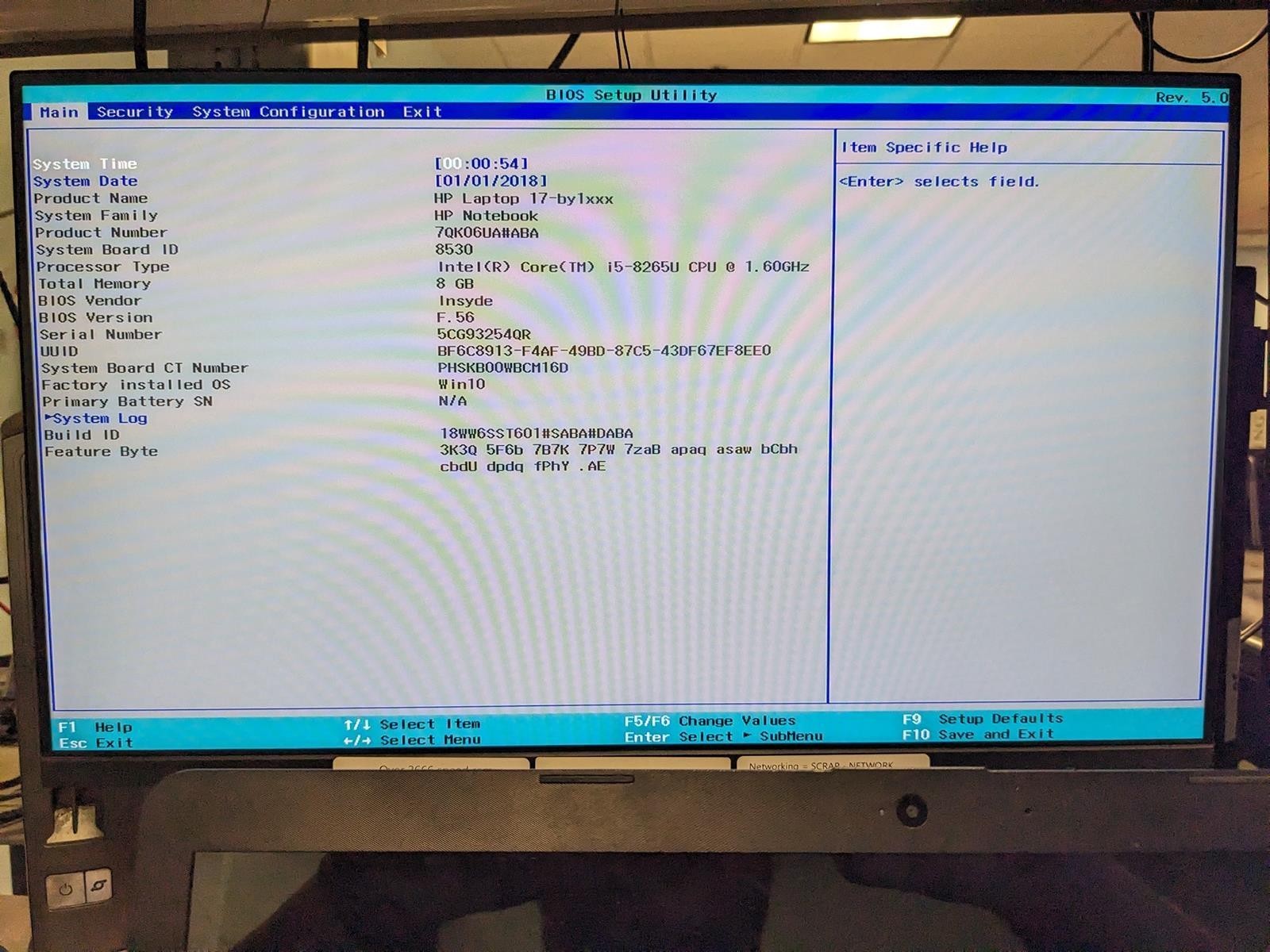 HP 17-BY1053DX i5-8265U @ 1.60GHz, 8GB RAM, NO HDD/OS – (PARTS)